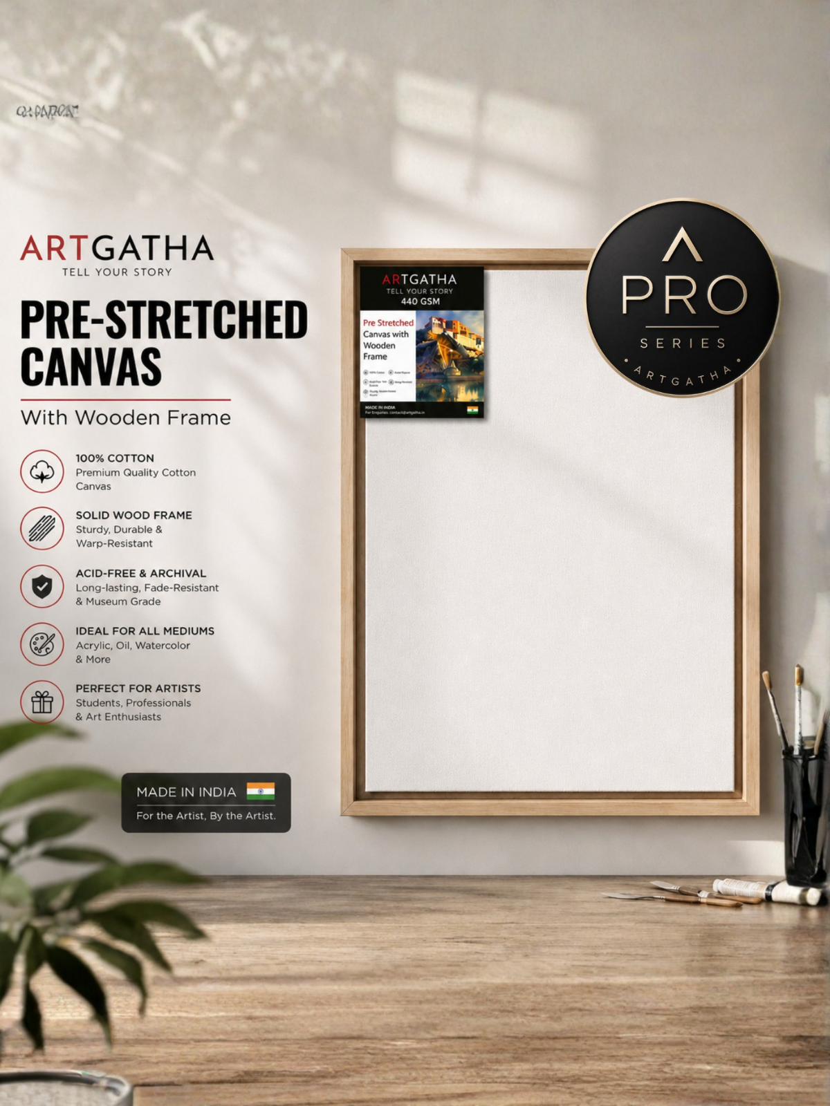 Pro Series Artist Grade 440 GSM Canvas with Floating Frame