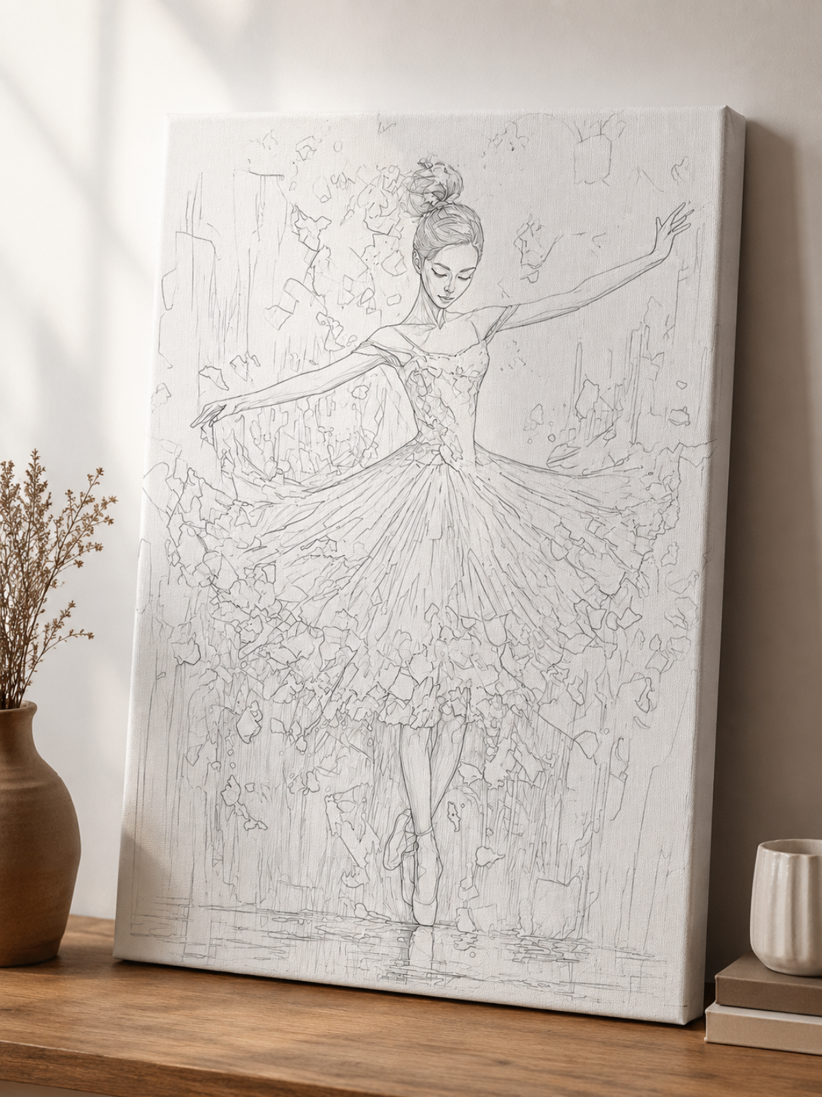 Modern Abstract Dancing Girl Pre Drawn Canvas Kit