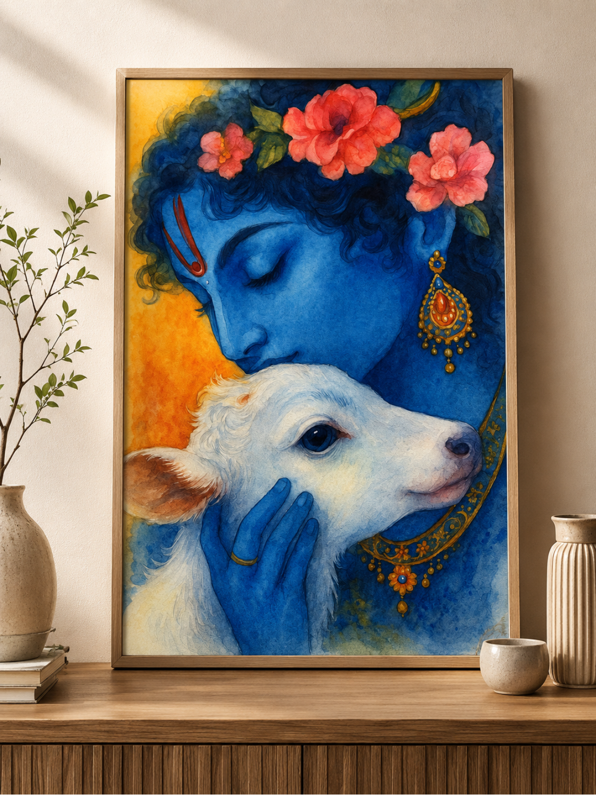Divine Krishna with Calf Indian Ethnic Canvas Kit