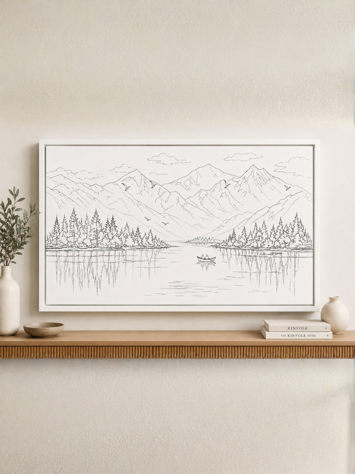 Misty Mountains Birds Modern Abstract Kit