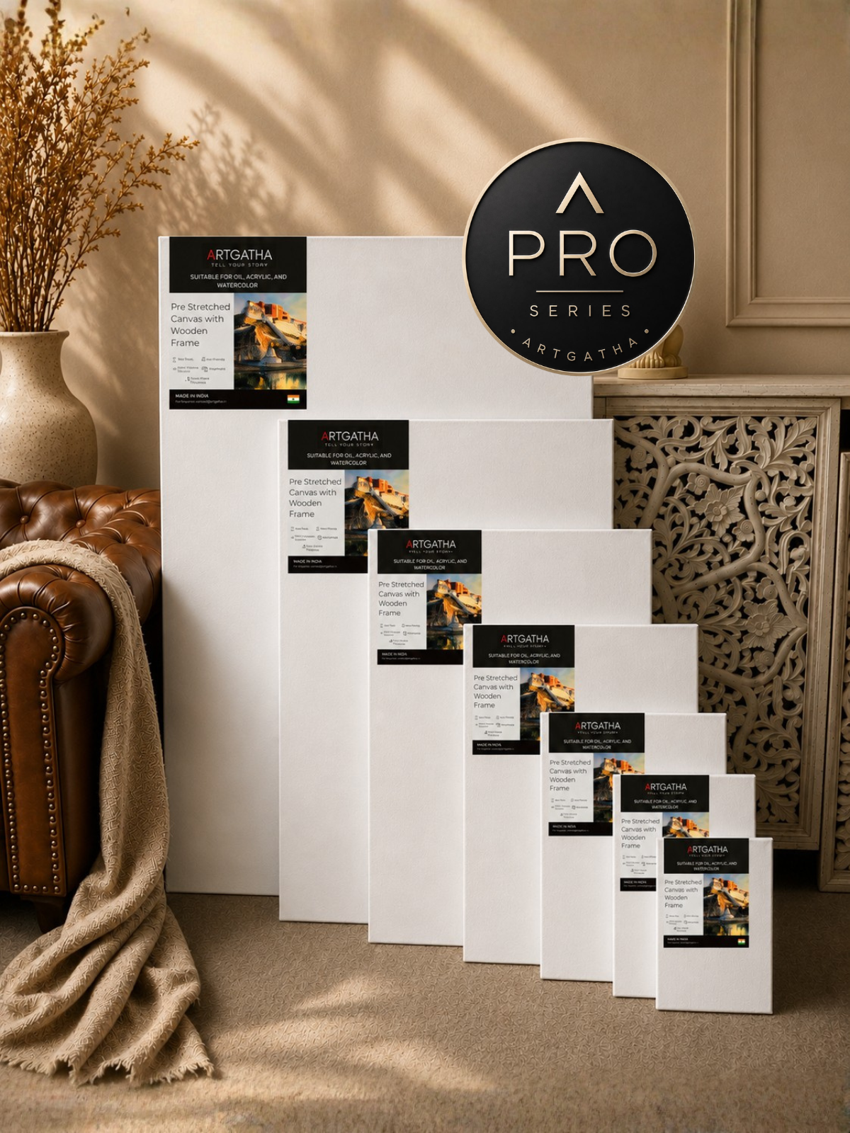 Pro Series 440 GSM Cotton Professional Pre-Stretched Canvas