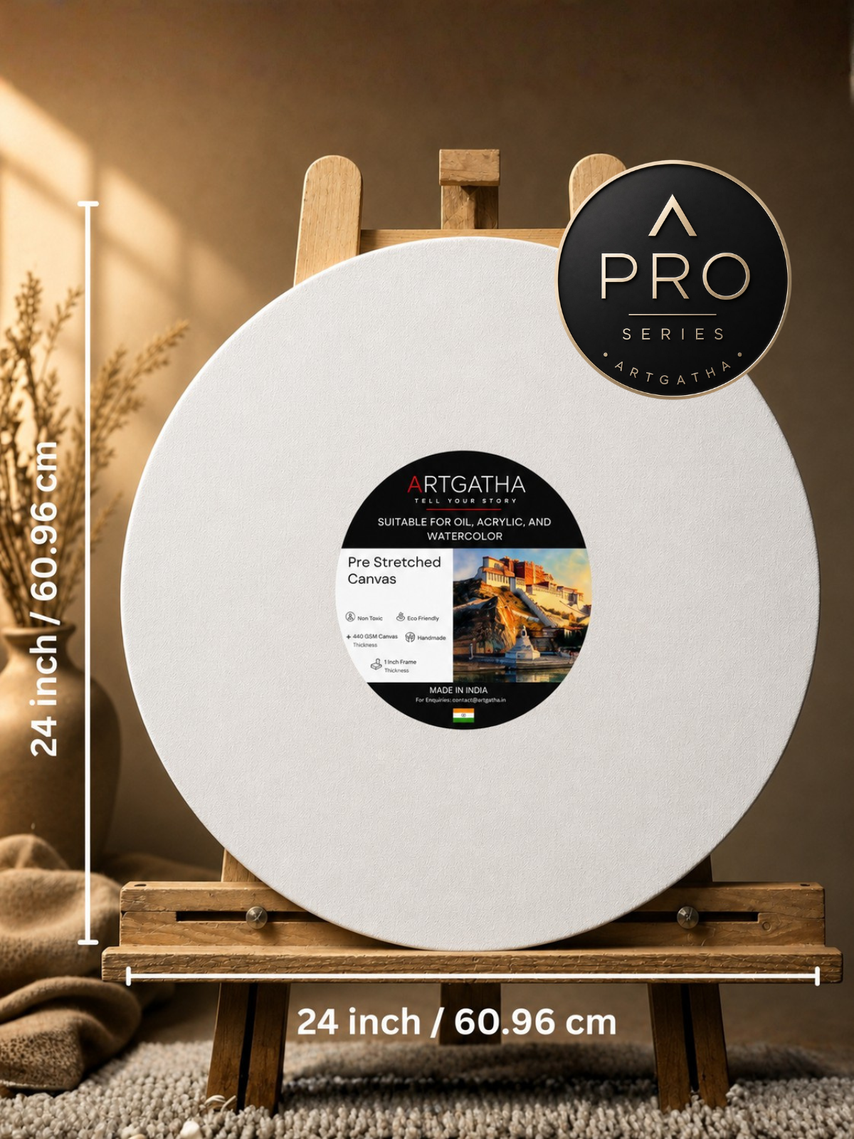 Pro Series Round Professional 440 GSM Pre-Stretched Canvas