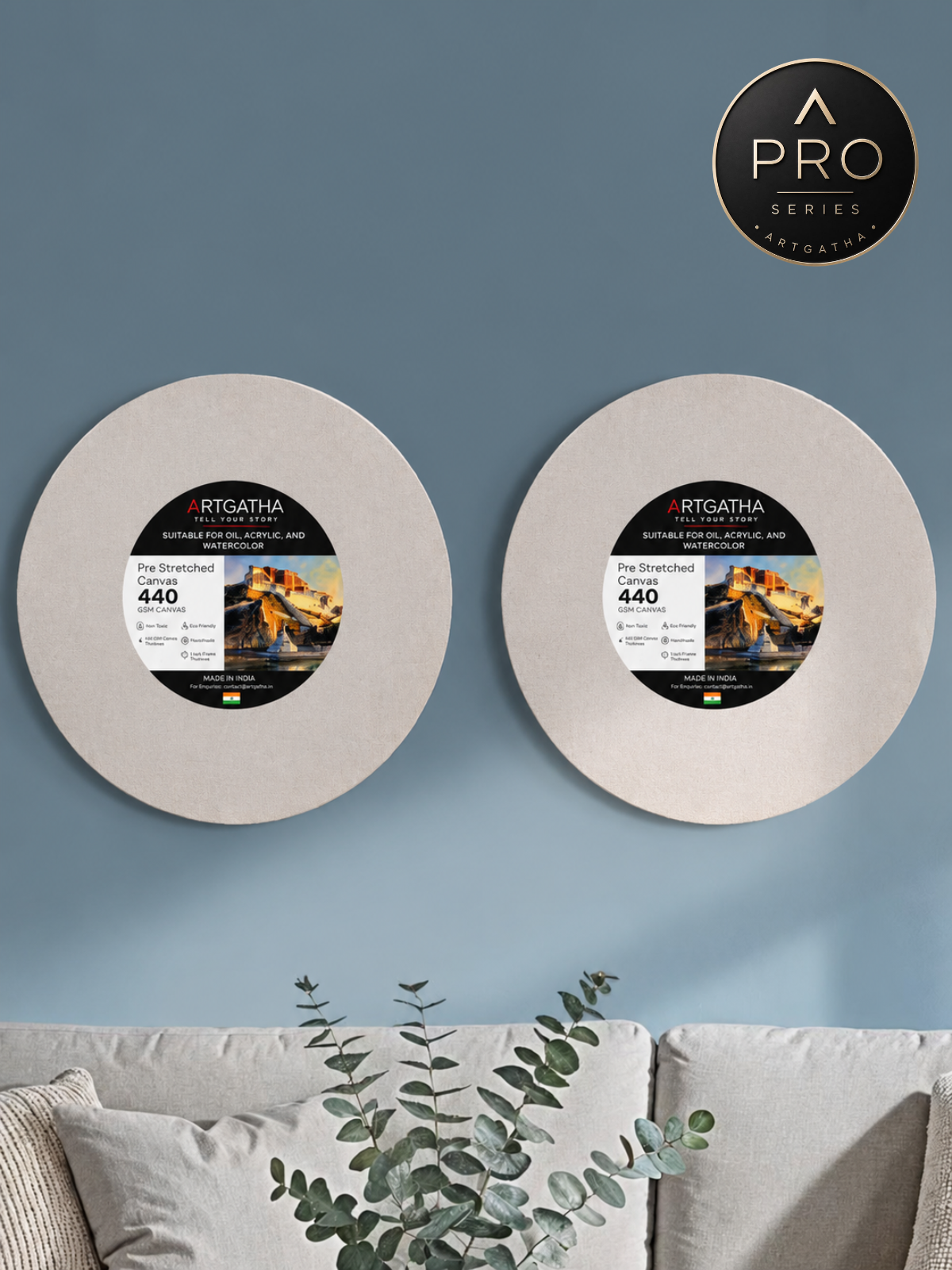 Pro Series Round Professional 440 GSM Pre-Stretched Canvas