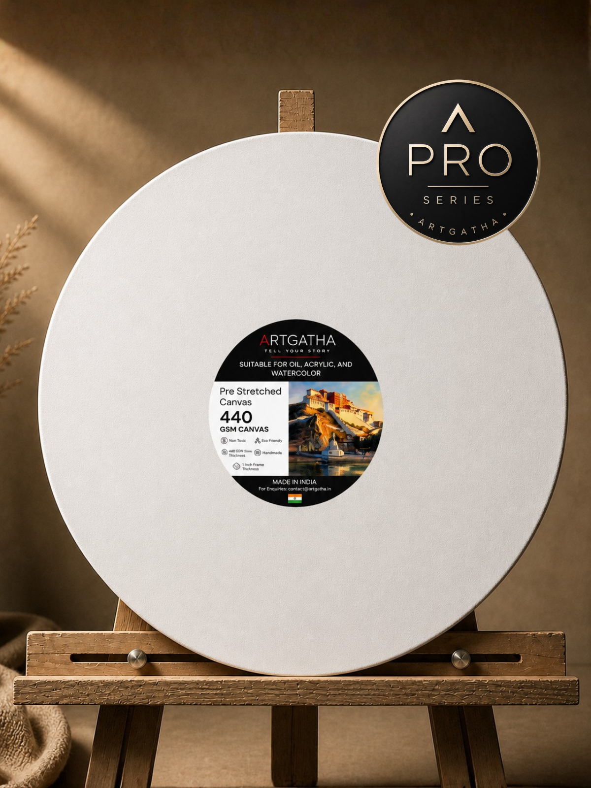 Pro Series Round Professional 440 GSM Pre-Stretched Canvas
