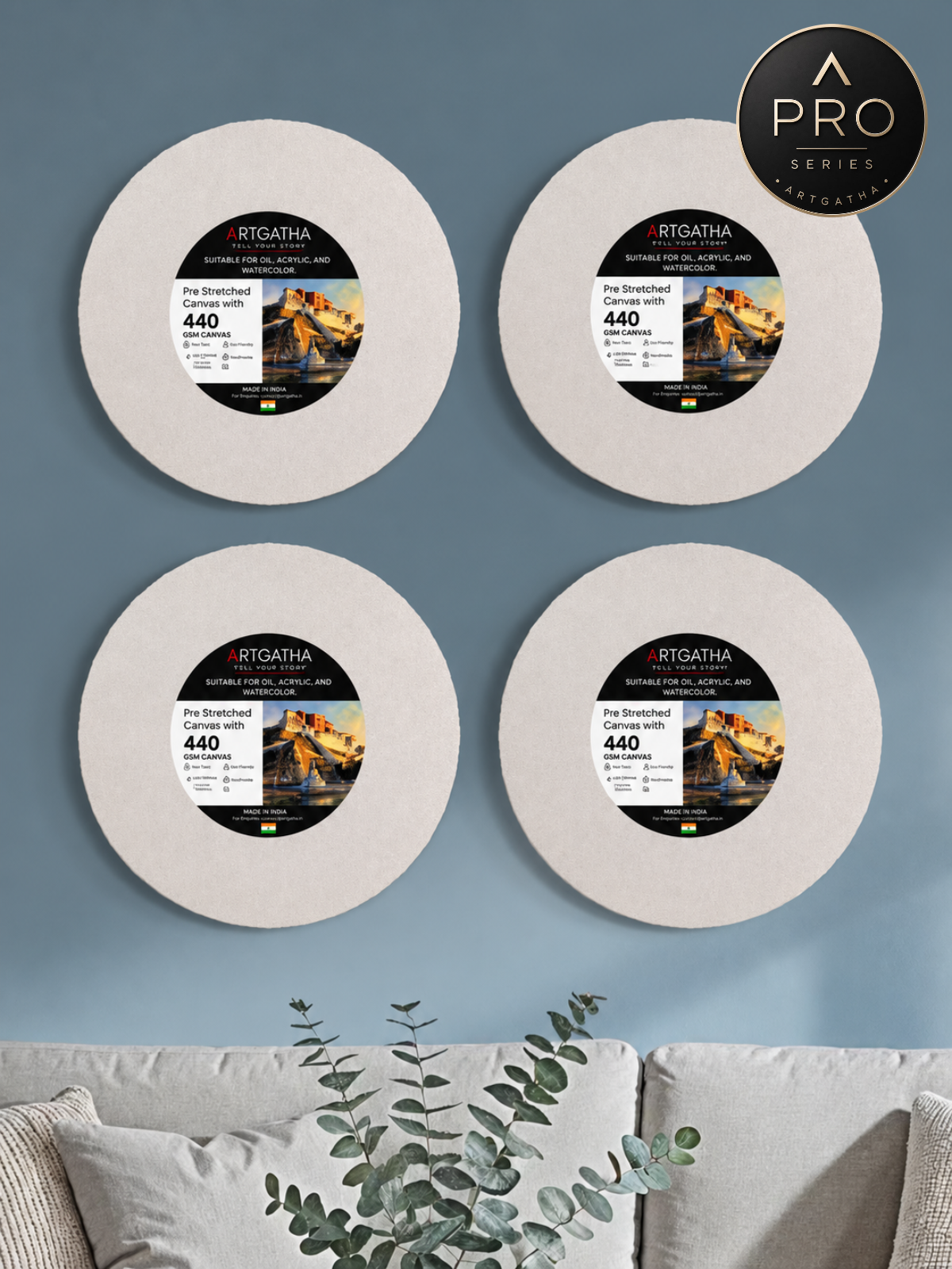 Pro Series Round Professional 440 GSM Pre-Stretched Canvas