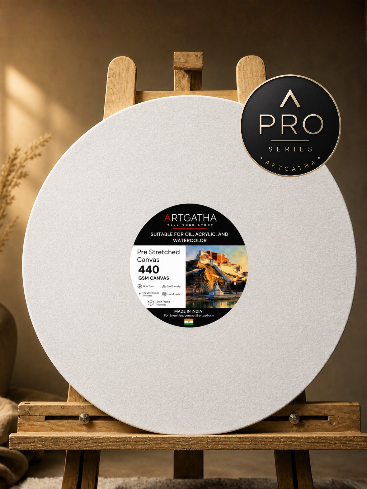 Pro Series Round Professional 440 GSM Pre-Stretched Canvas