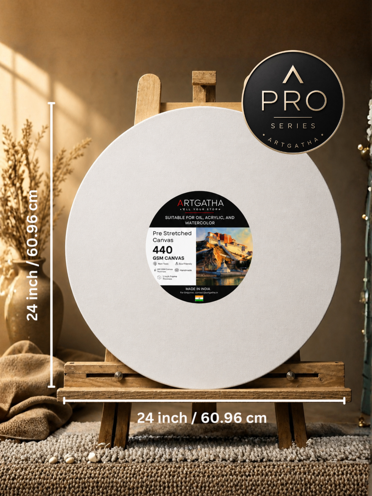 Pro Series Round Professional 440 GSM Pre-Stretched Canvas