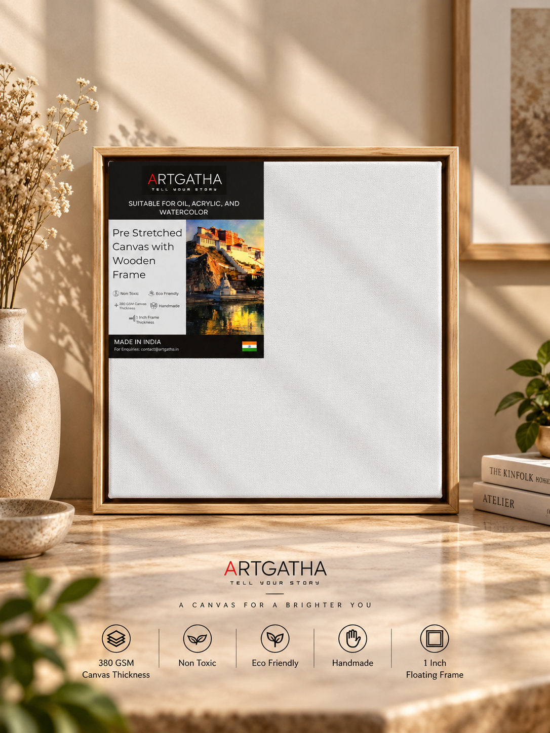 Artist Grade 380 GSM Square Canvas with Floating Frame