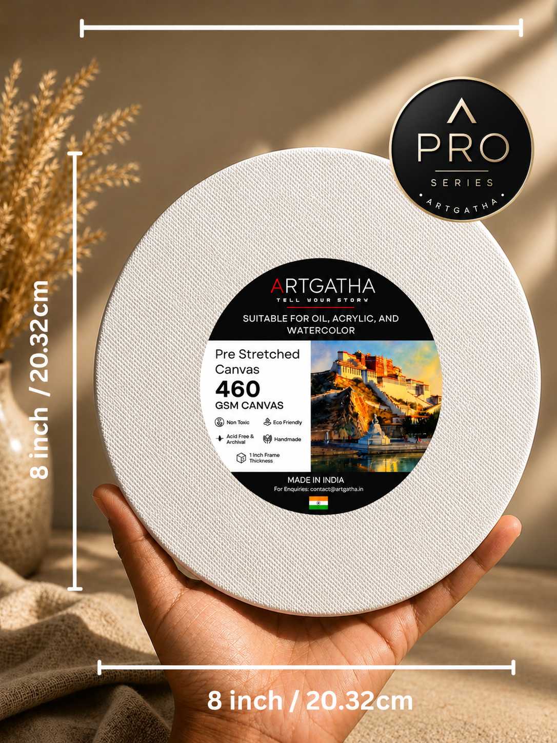 Pro Series Round Professional 460 GSM Pre-Stretched Canvas