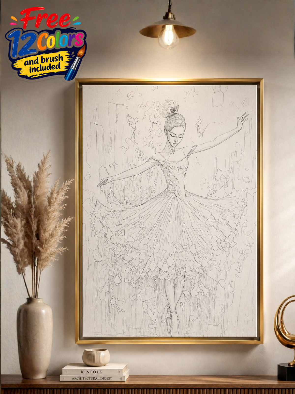 Modern Abstract Dancing Girl Pre Drawn Canvas Kit
