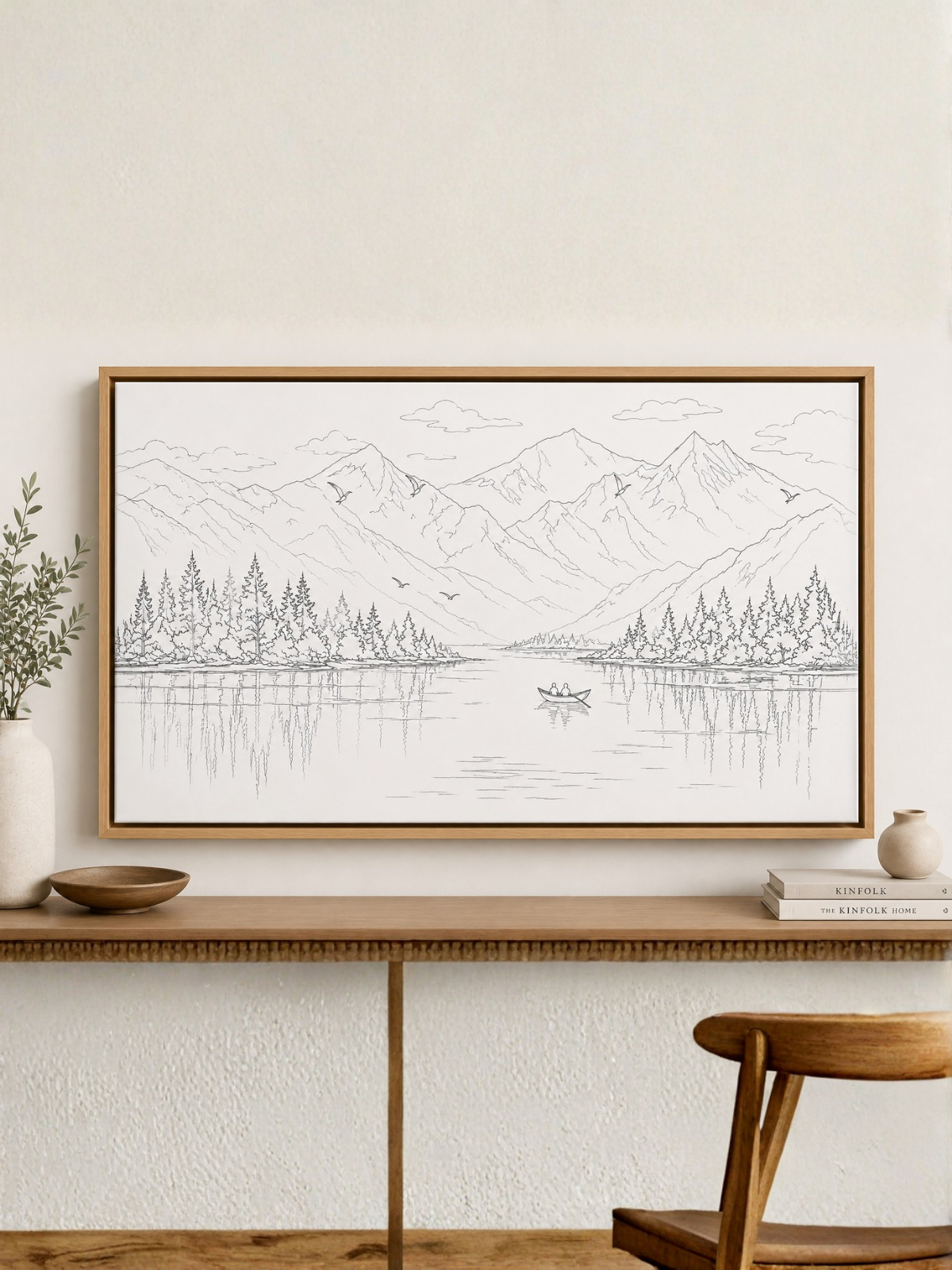 Misty Mountains Birds Modern Abstract Kit