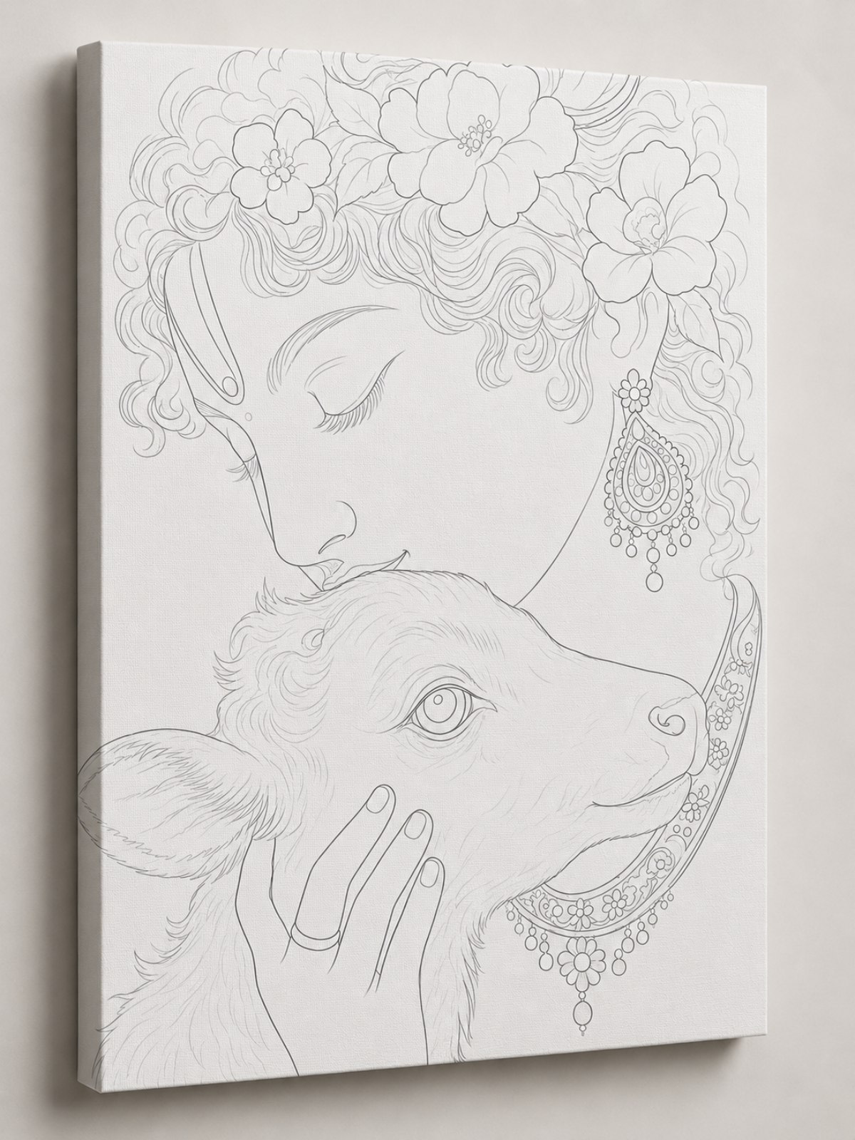 Divine Krishna with Calf Indian Ethnic Canvas Kit