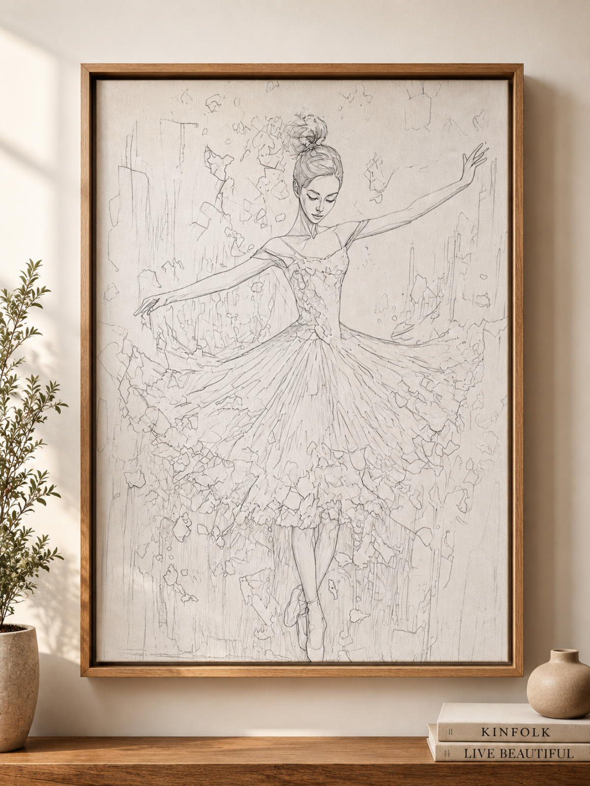 Modern Abstract Dancing Girl Pre Drawn Canvas Kit