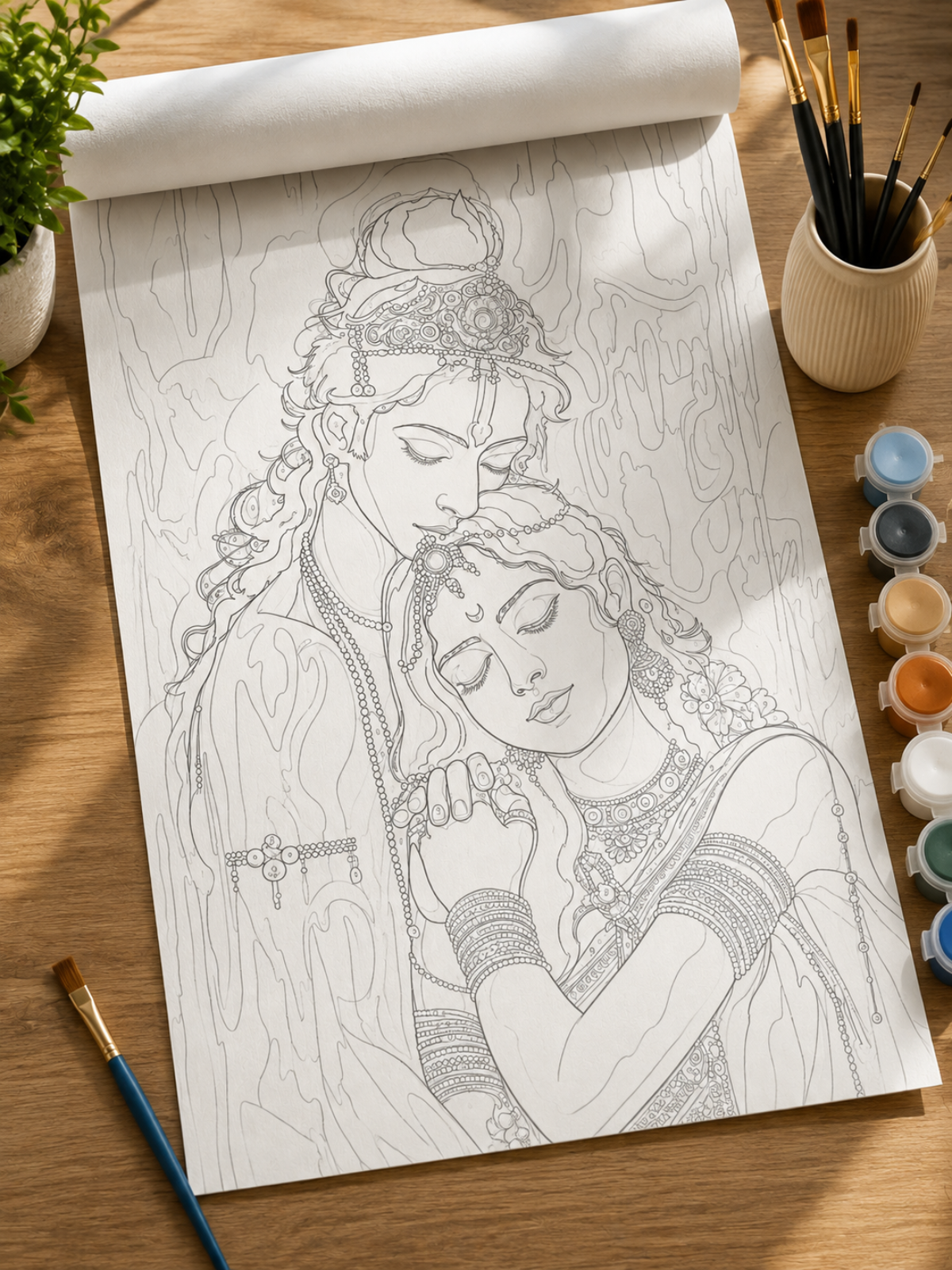 Radha Krishna Indian Ethnic Canvas Kit