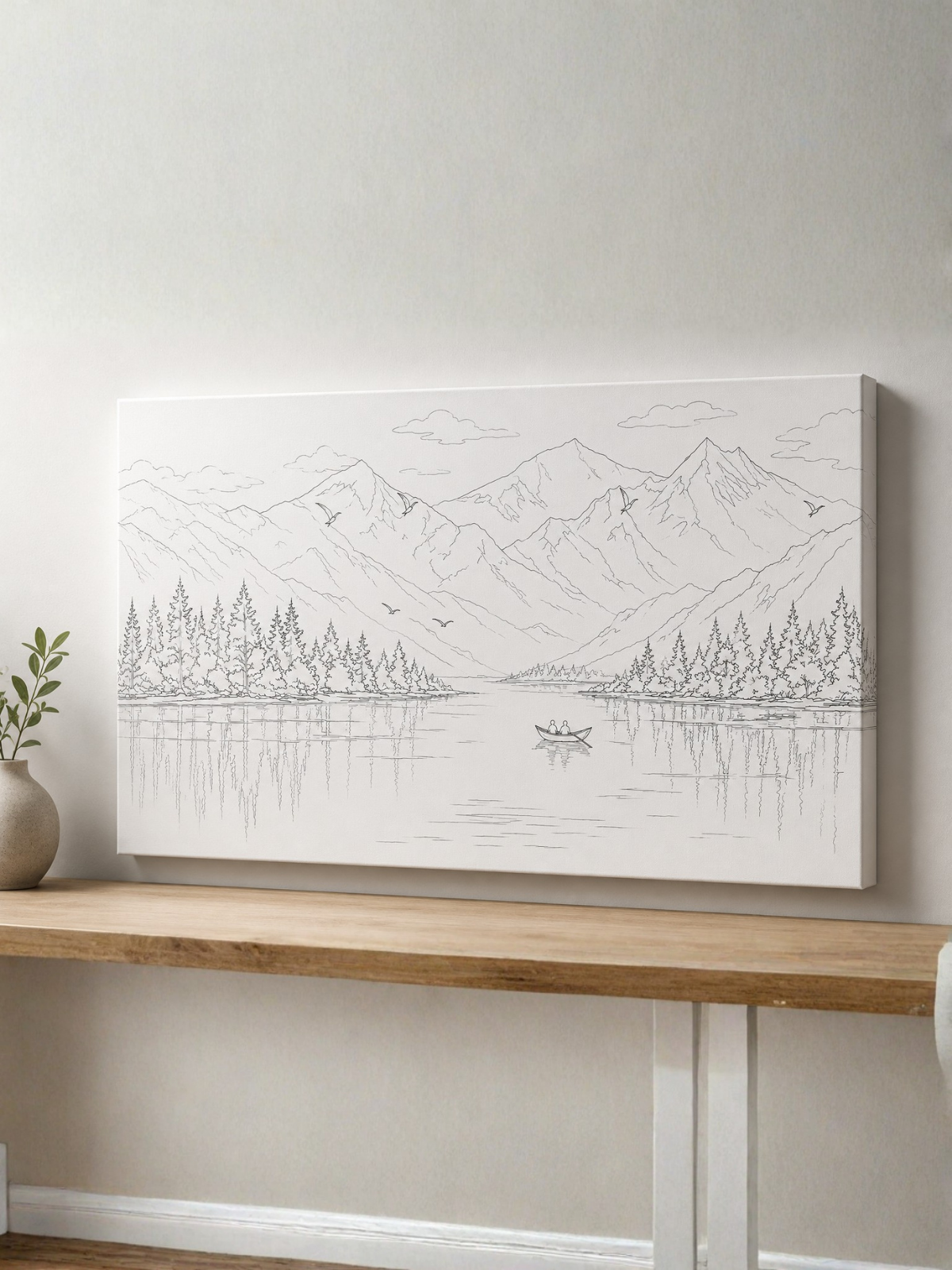 Misty Mountains Birds Modern Abstract Kit