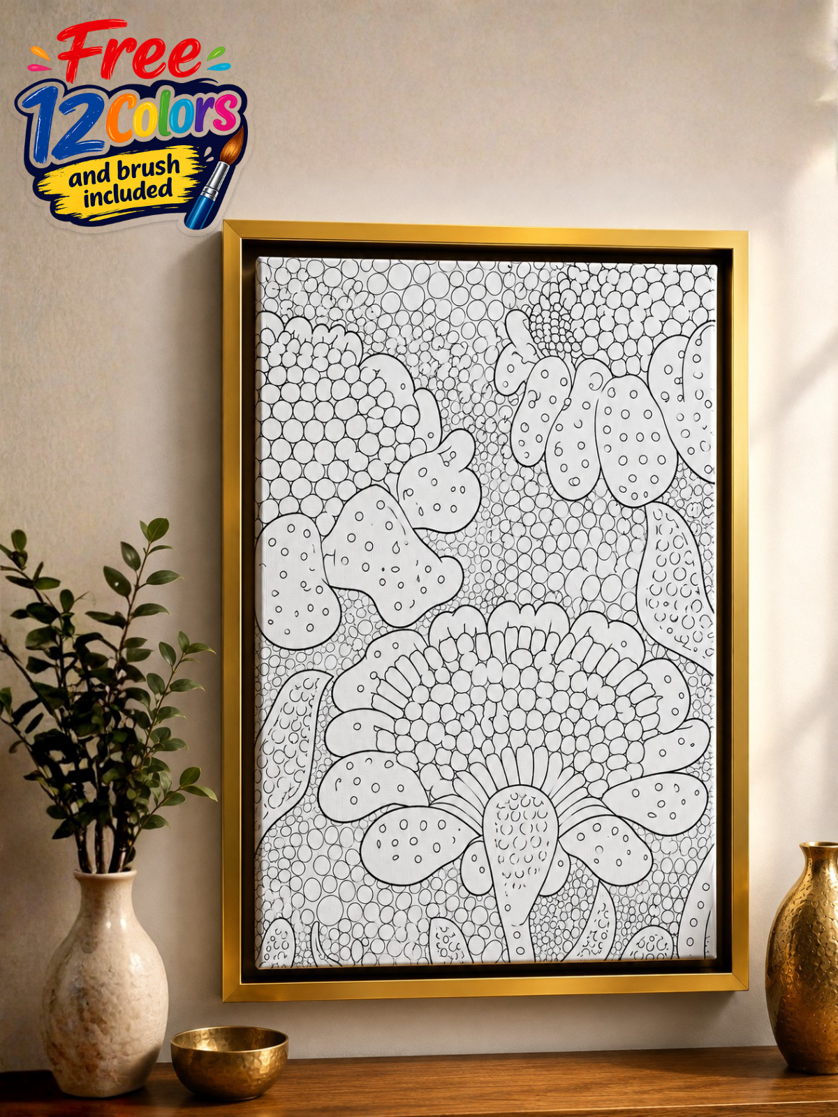 Sunflower Mandala Pre-Drawn Canvas Kit