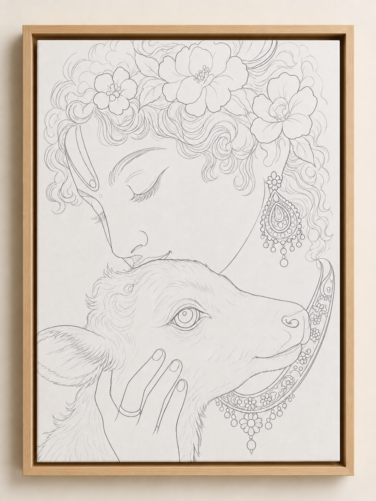 Divine Krishna with Calf Indian Ethnic Canvas Kit