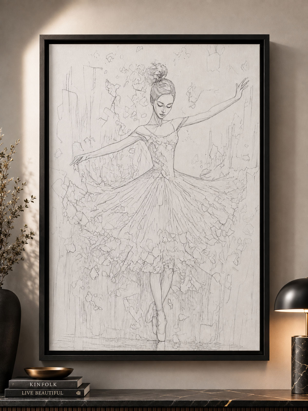 Modern Abstract Dancing Girl Pre Drawn Canvas Kit