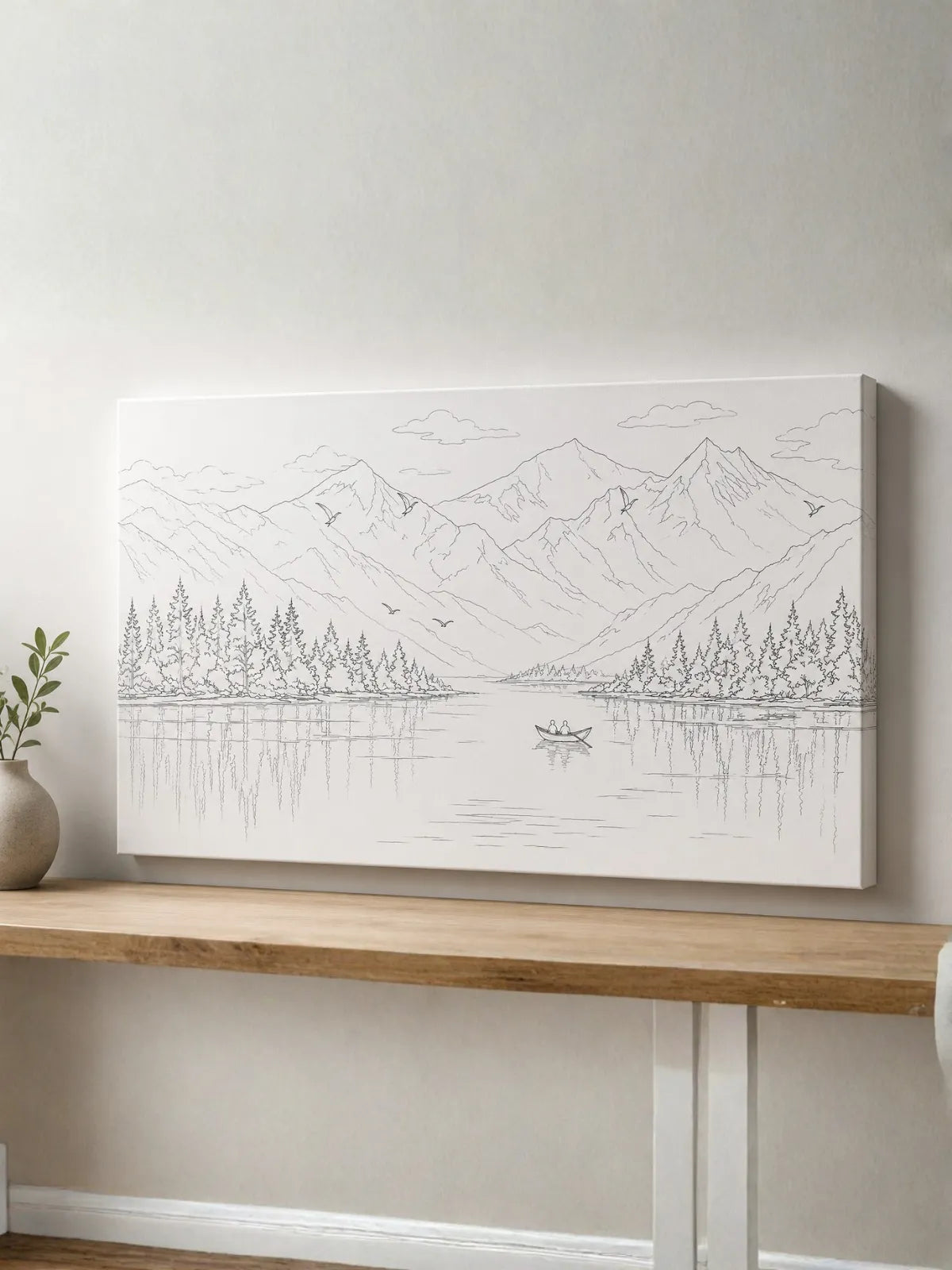 Misty Mountains Birds Modern Abstract Kit