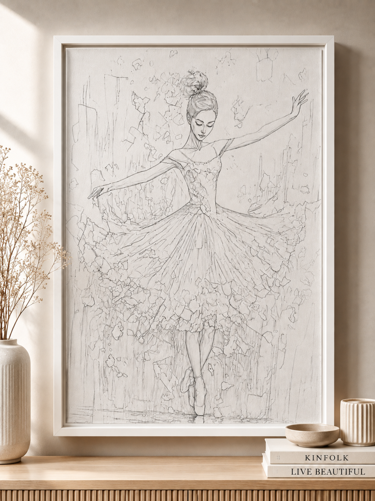 Modern Abstract Dancing Girl Pre Drawn Canvas Kit