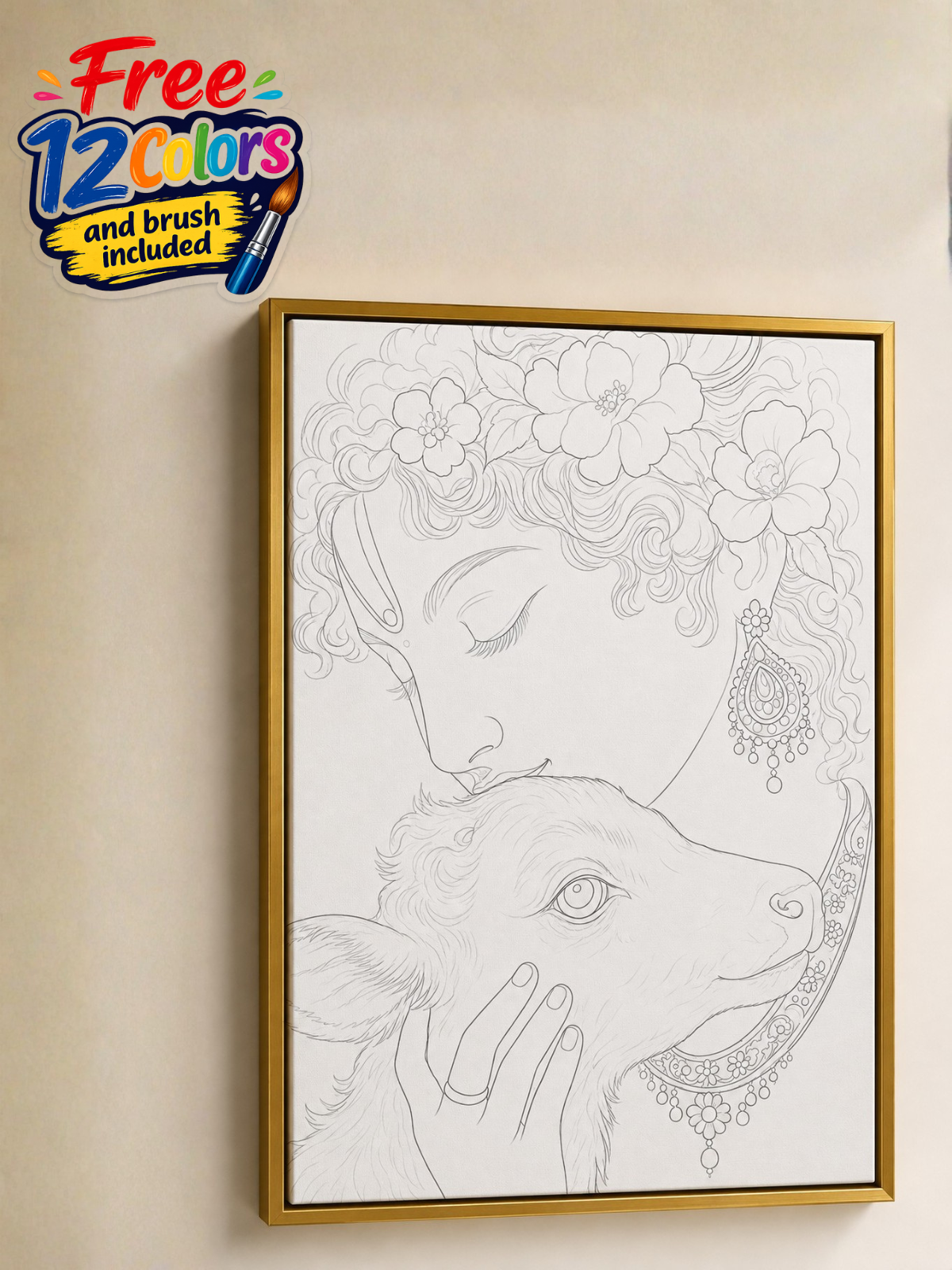 Divine Krishna with Calf Indian Ethnic Canvas Kit