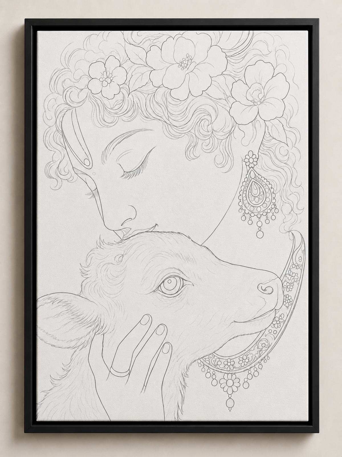 Divine Krishna with Calf Indian Ethnic Canvas Kit