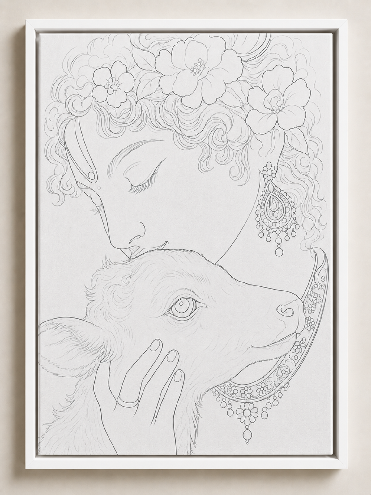 Divine Krishna with Calf Indian Ethnic Canvas Kit