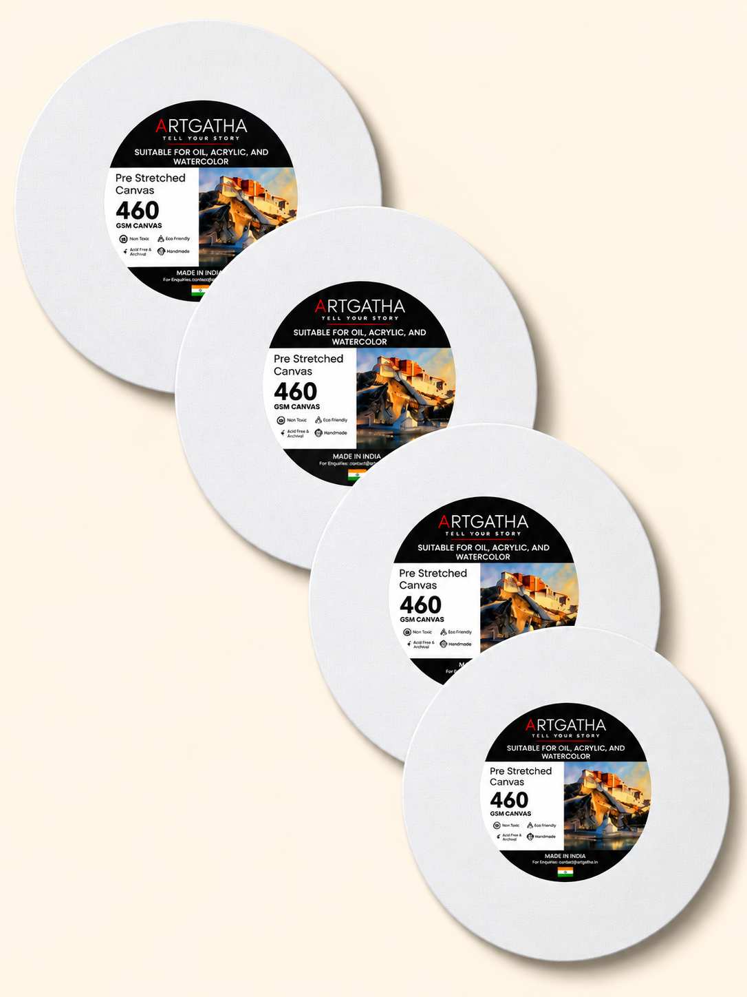 Pro Series Round Professional 460 GSM Pre-Stretched Canvas