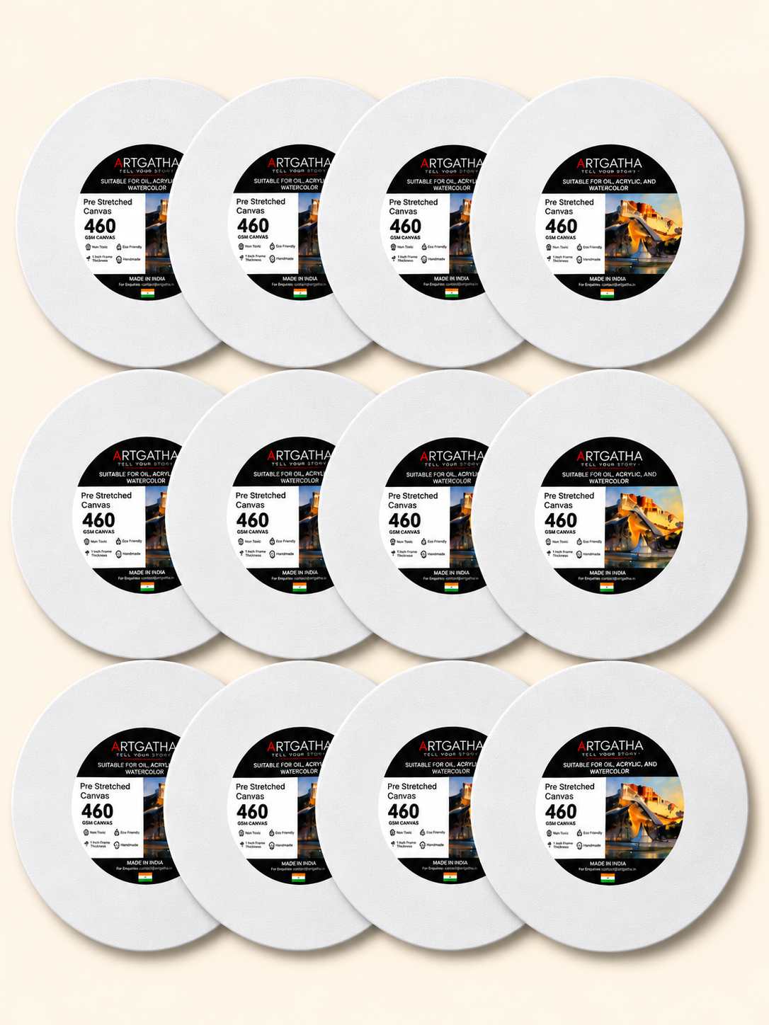 Pro Series Round Professional 460 GSM Pre-Stretched Canvas
