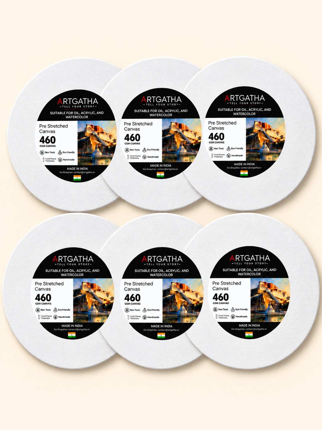 Pro Series Round Professional 460 GSM Pre-Stretched Canvas