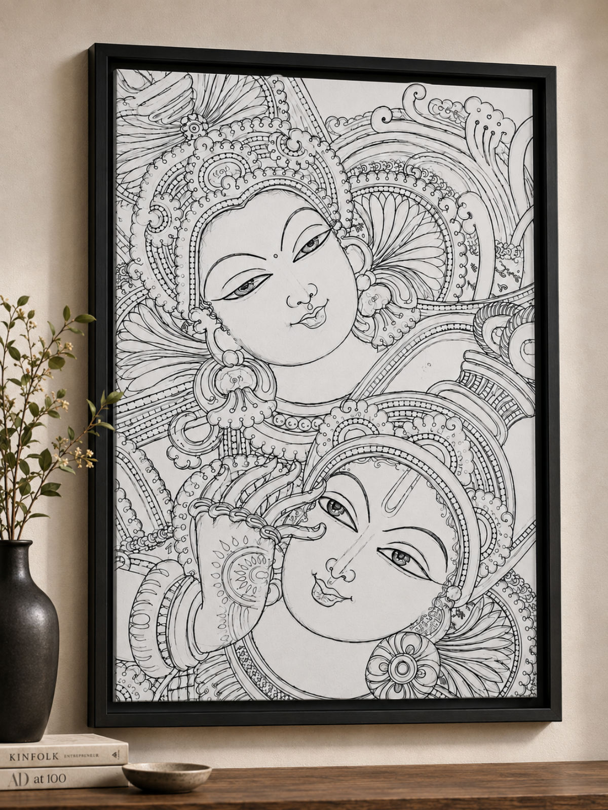 Radha Krishna Kerala Mural Canvas Kit