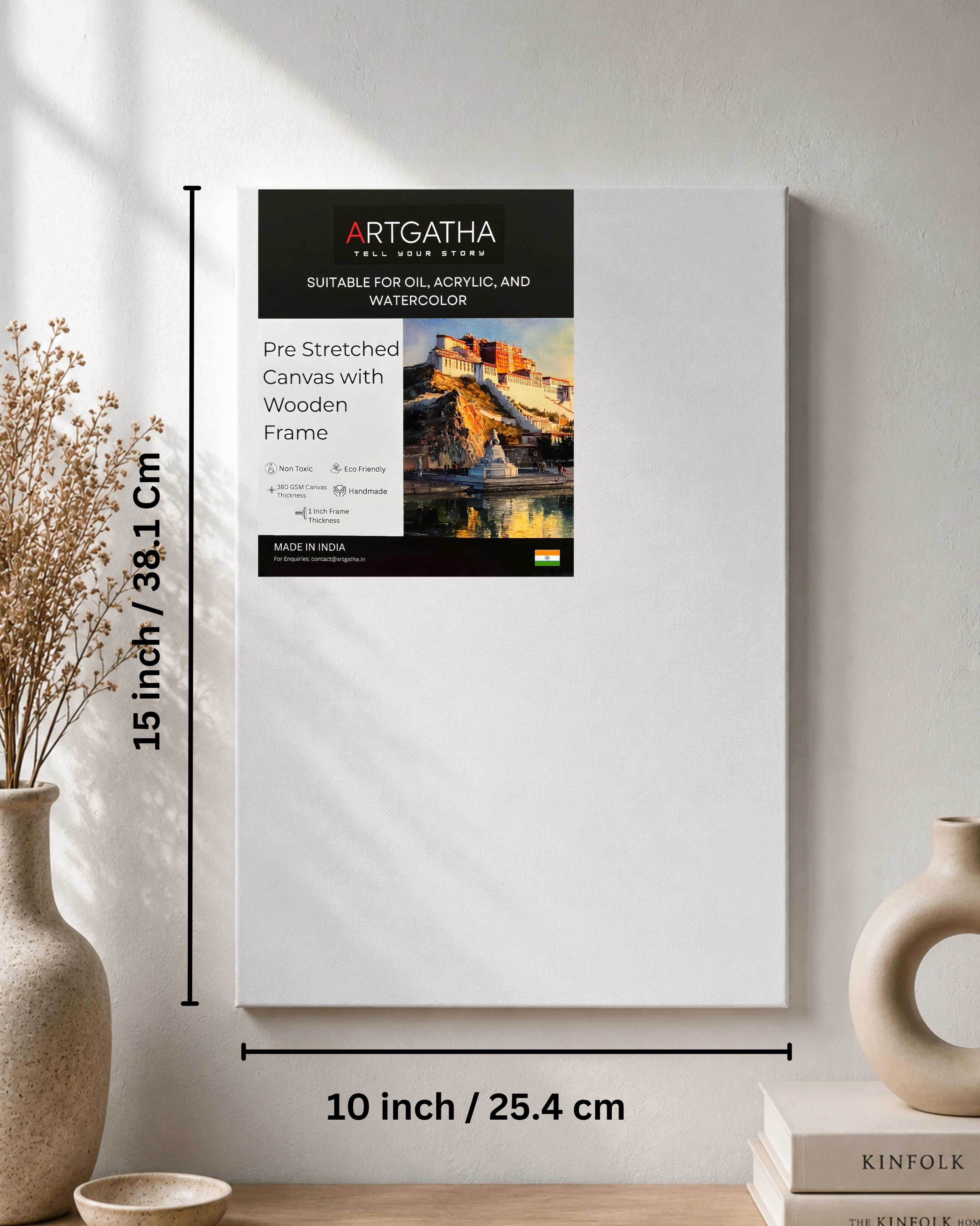Professional Pre Stretched Canvas 380 GSM (11 Oz) | 100% cotton | Artist Grade | Multiple Sizes