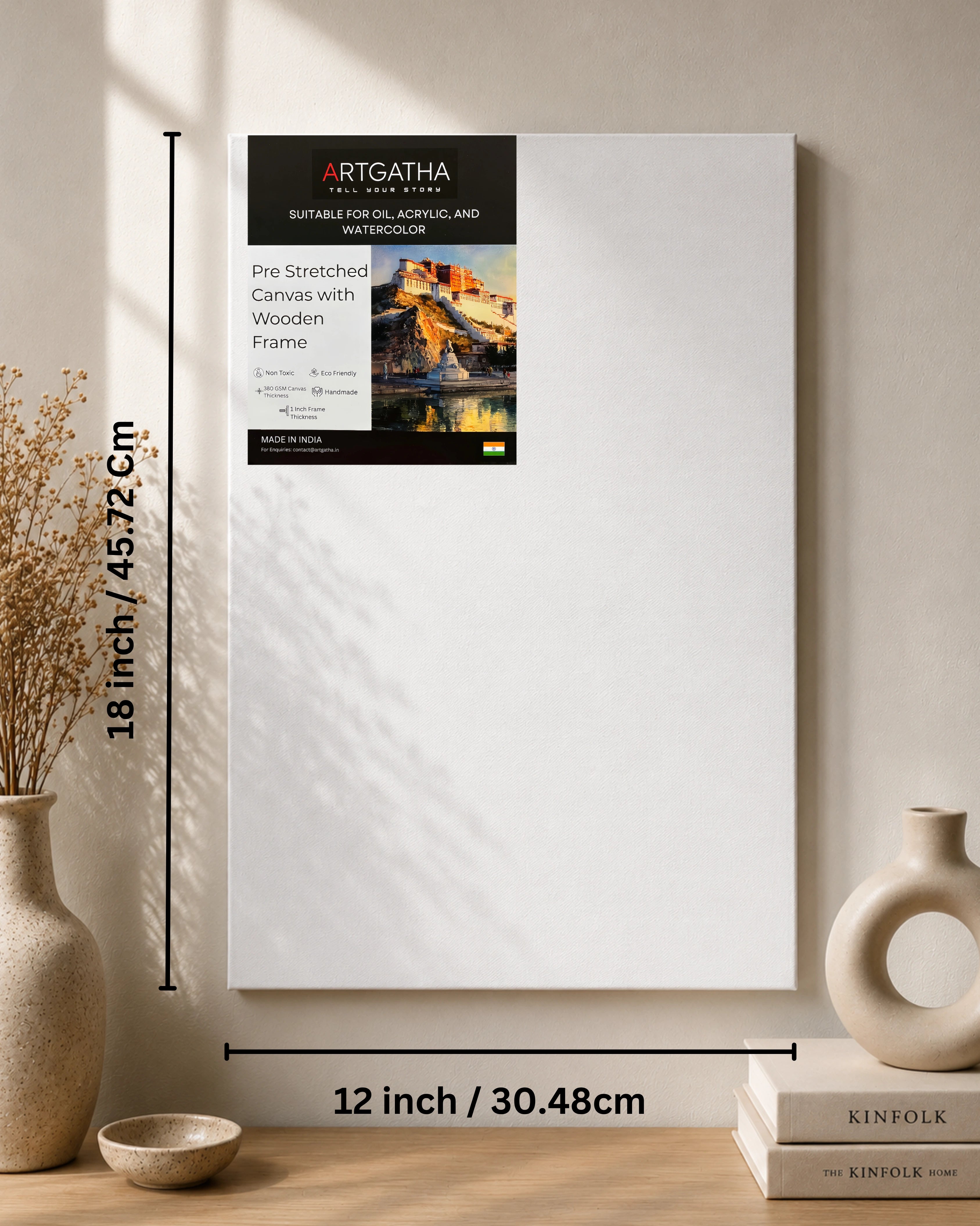 Professional Pre Stretched Canvas 380 GSM (11 Oz) | 100% cotton | Artist Grade | Multiple Sizes