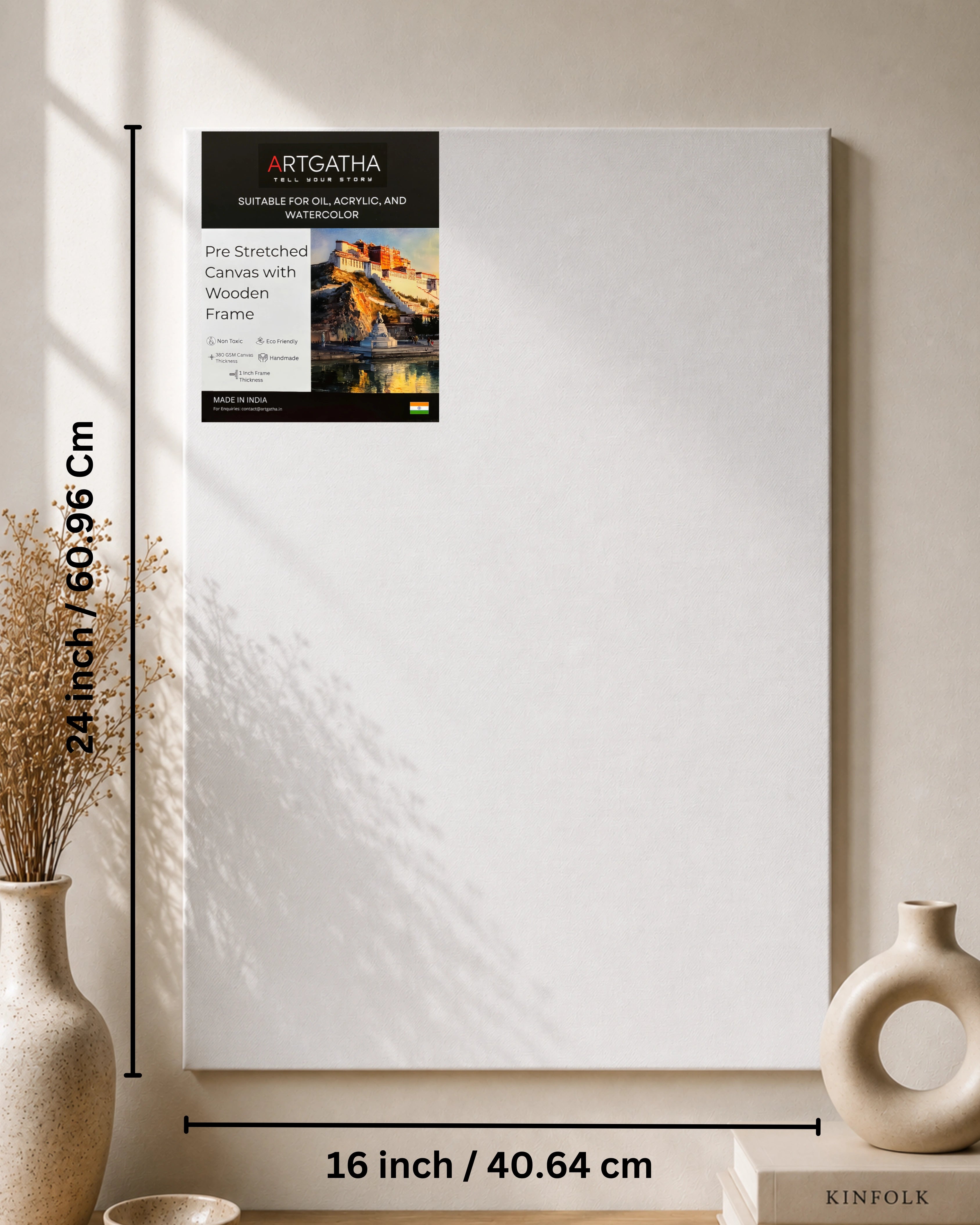 Professional Pre Stretched Canvas 380 GSM (11 Oz) | 100% cotton | Artist Grade | Multiple Sizes