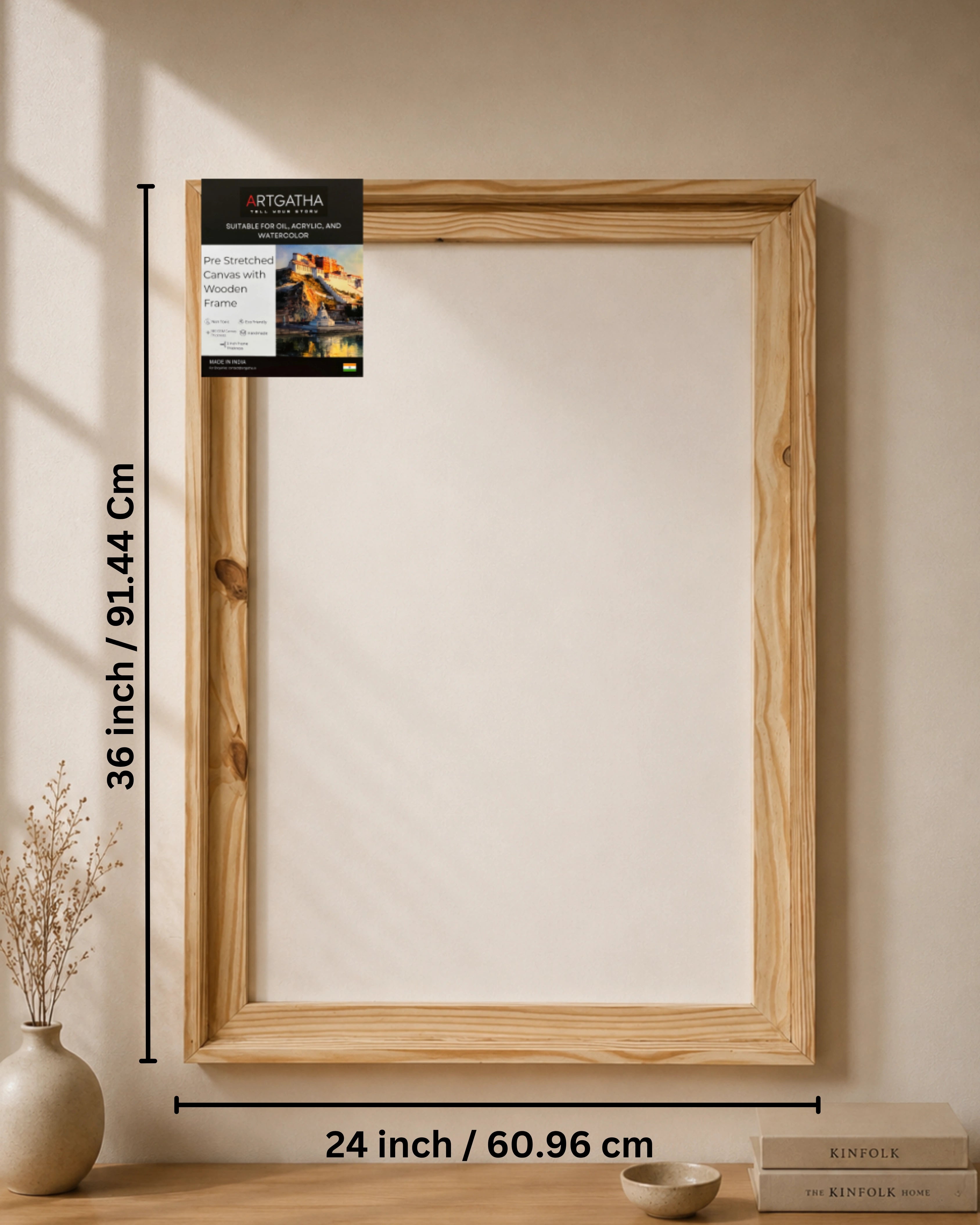 Natural Pinewood Solid Wood Floating Frame
