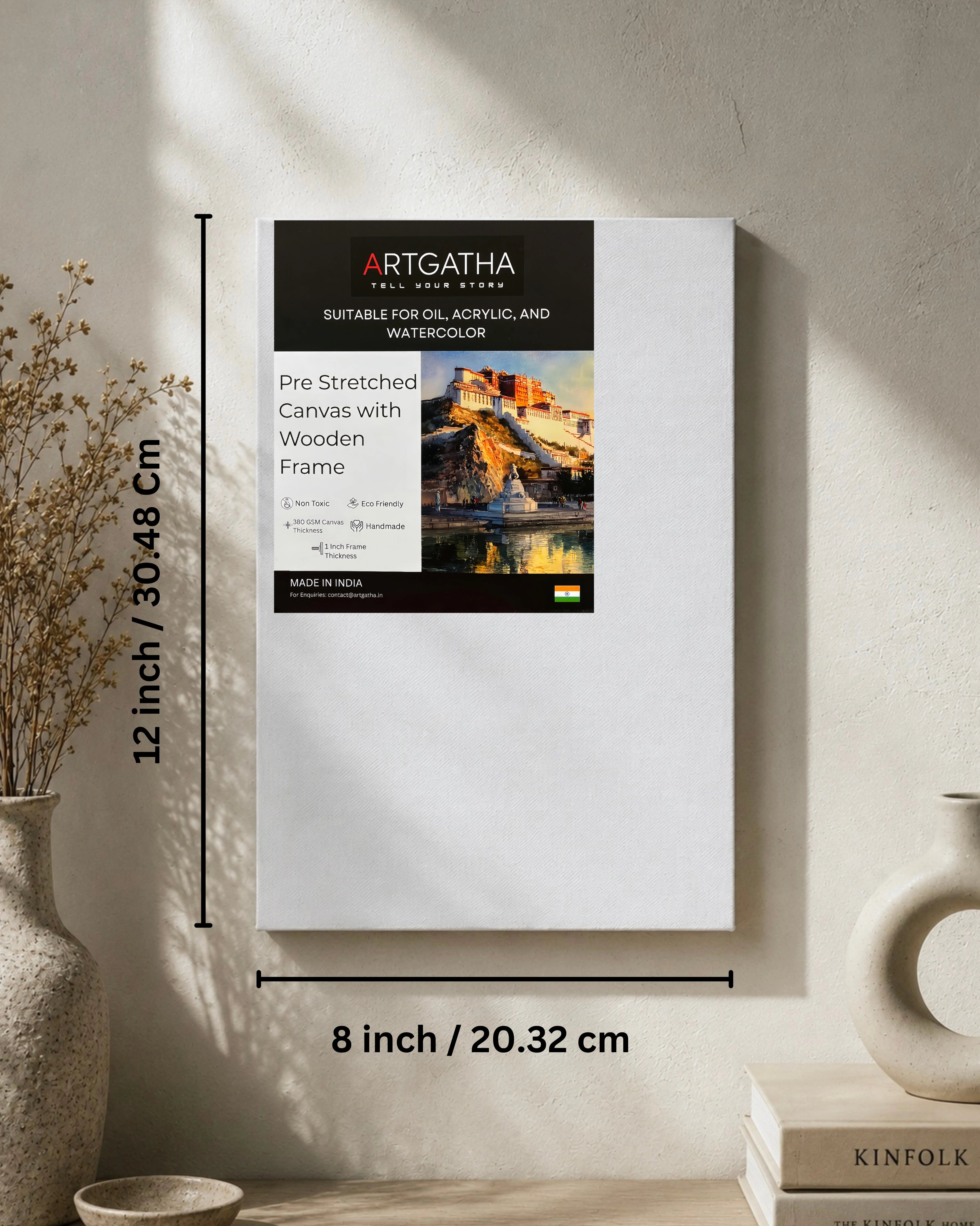 Professional Pre Stretched Canvas 380 GSM (11 Oz) | 100% cotton | Artist Grade | Multiple Sizes