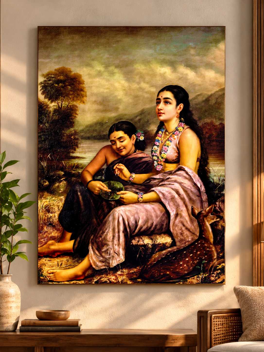 Shakuntala Writing a Love Letter by Raja Ravi Varma Canvas Kit
