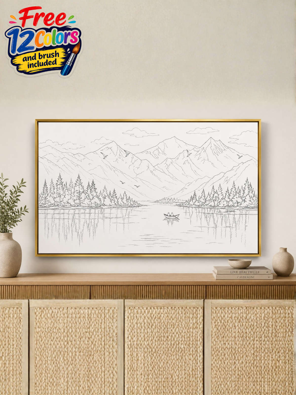 Misty Mountains Birds Modern Abstract Kit