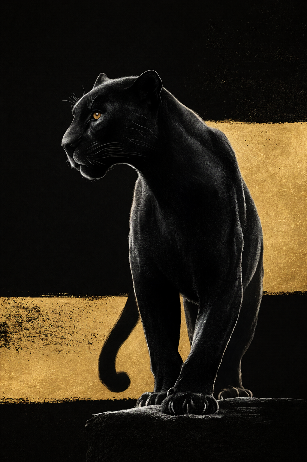 Panther in Black Modern Abstract Canvas Kit