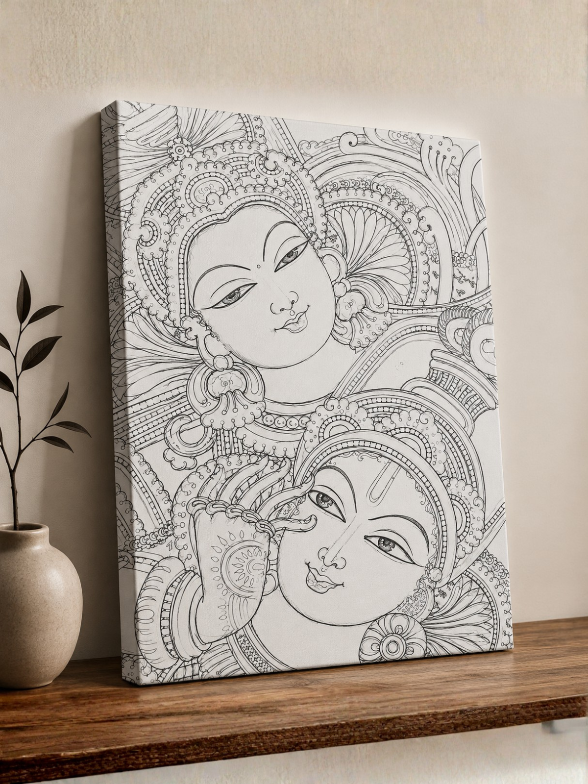 Radha Krishna Kerala Mural Canvas Kit