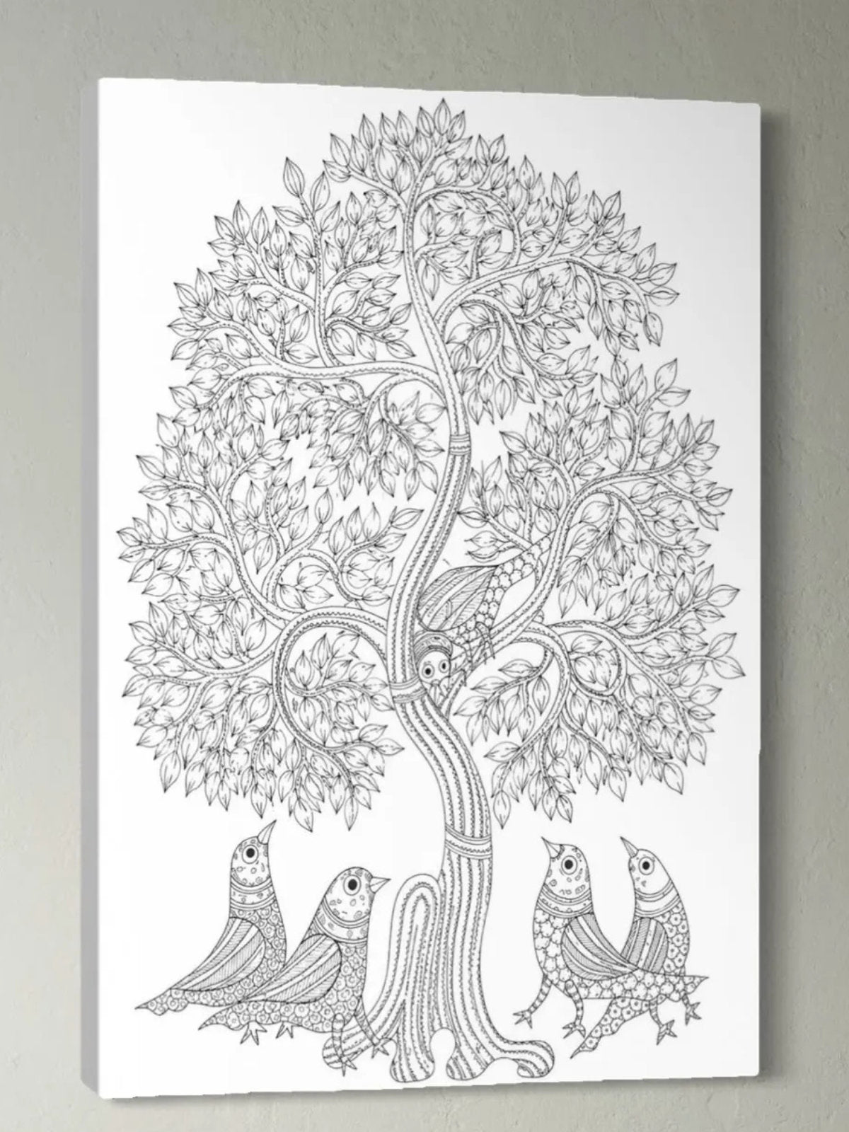 Birds Under the Tree Gond Canvas Kit