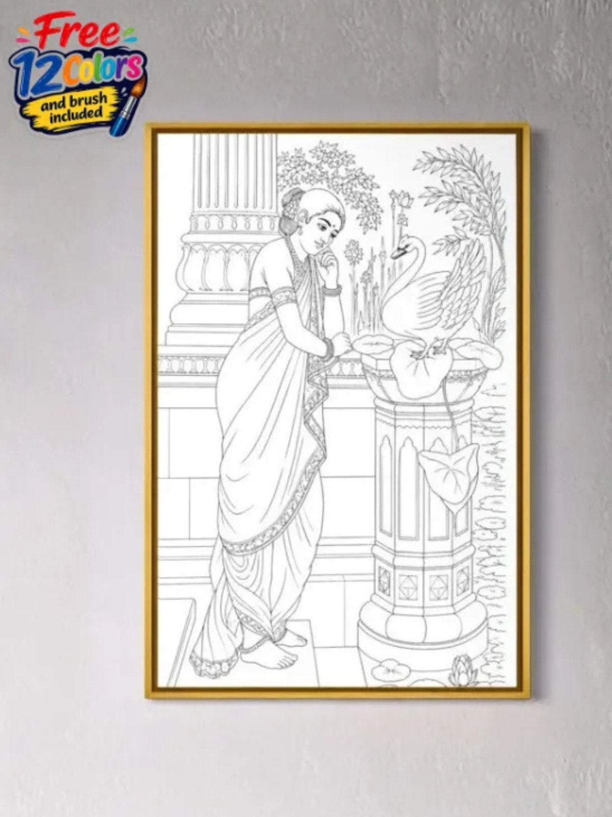 Hamsa Damayanthi by Raja Ravi Varma Canvas Kit