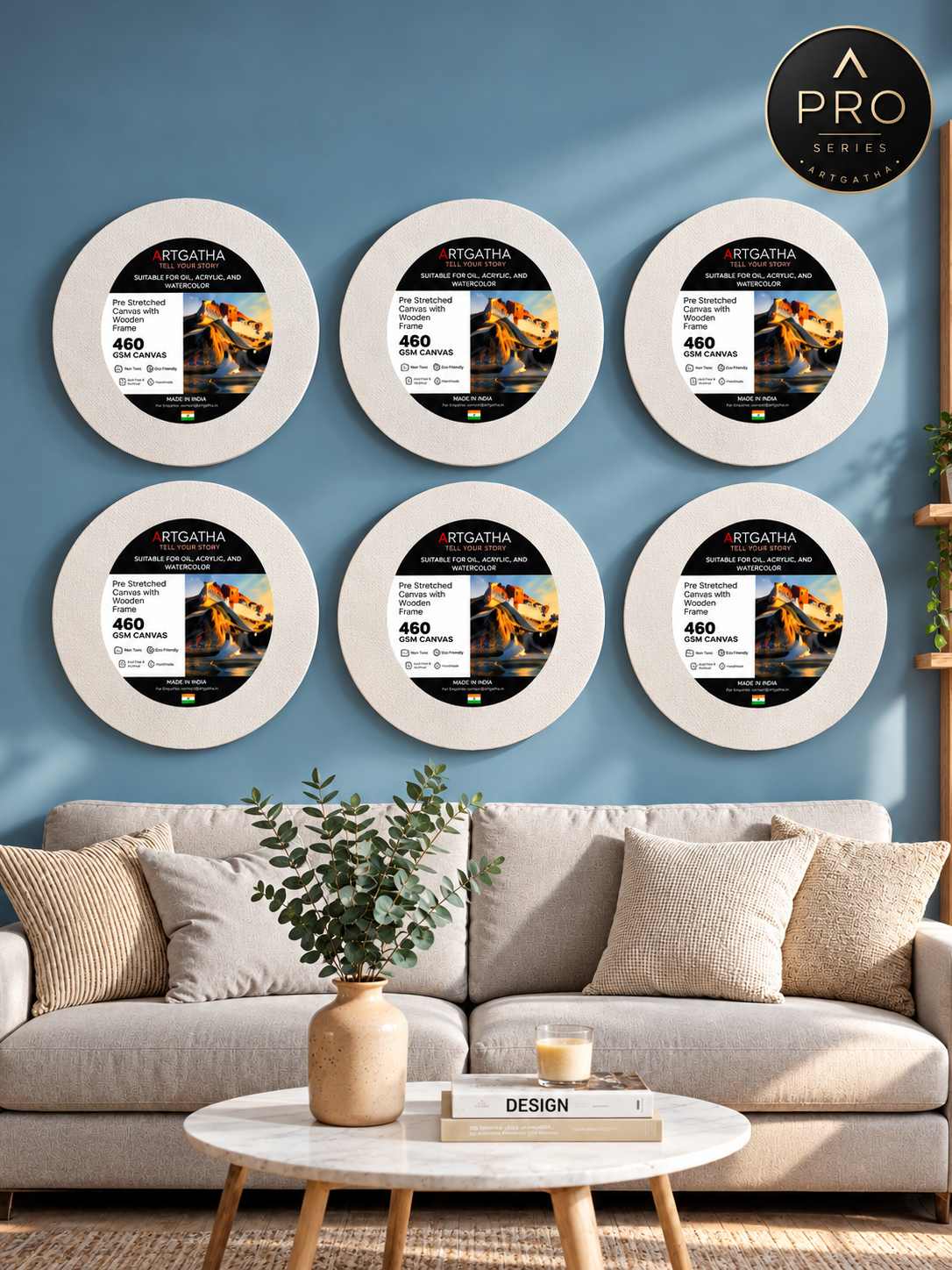 Pro Series Round Professional 460 GSM Pre-Stretched Canvas