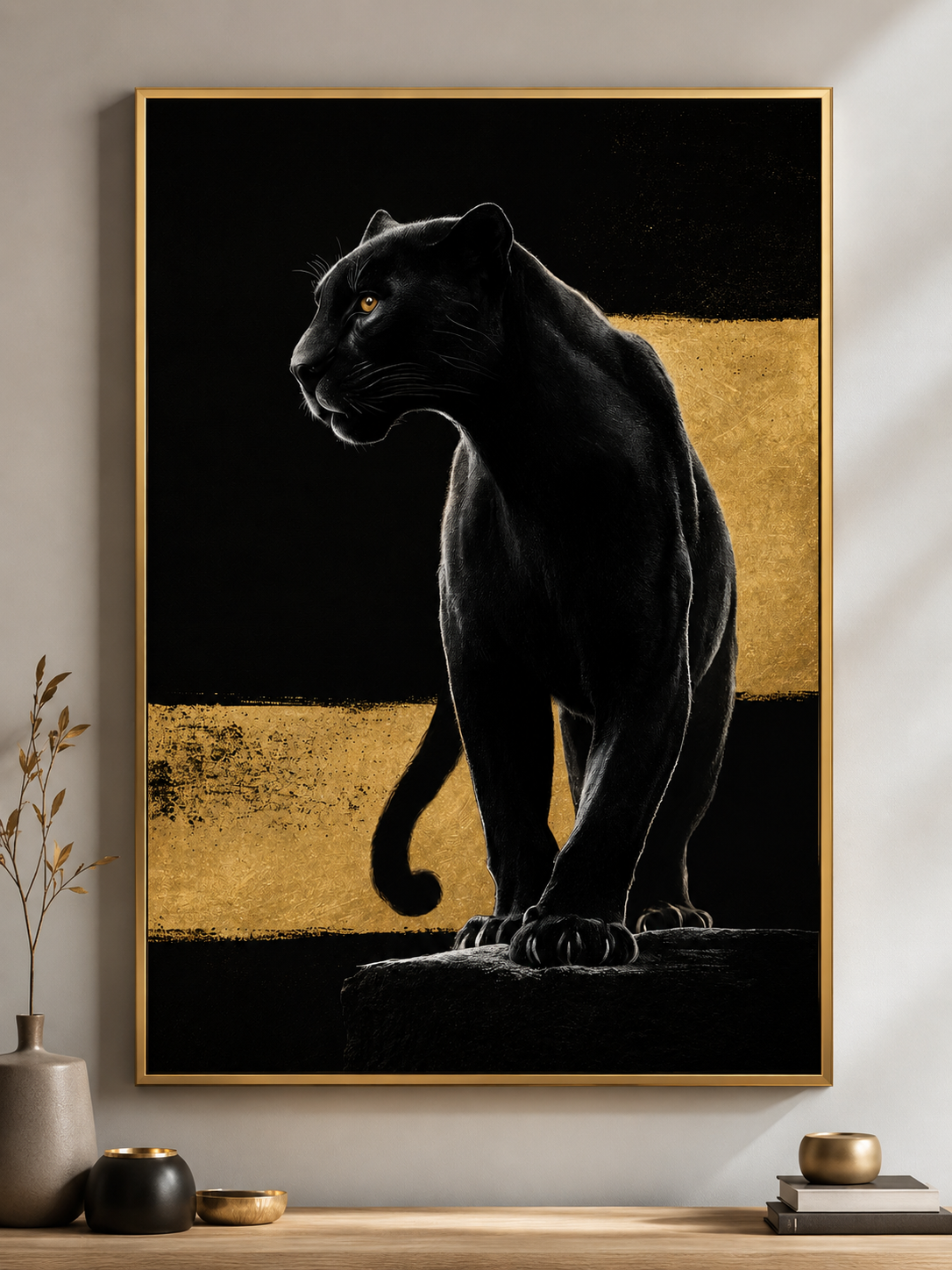 Panther in Black Modern Abstract Canvas Kit