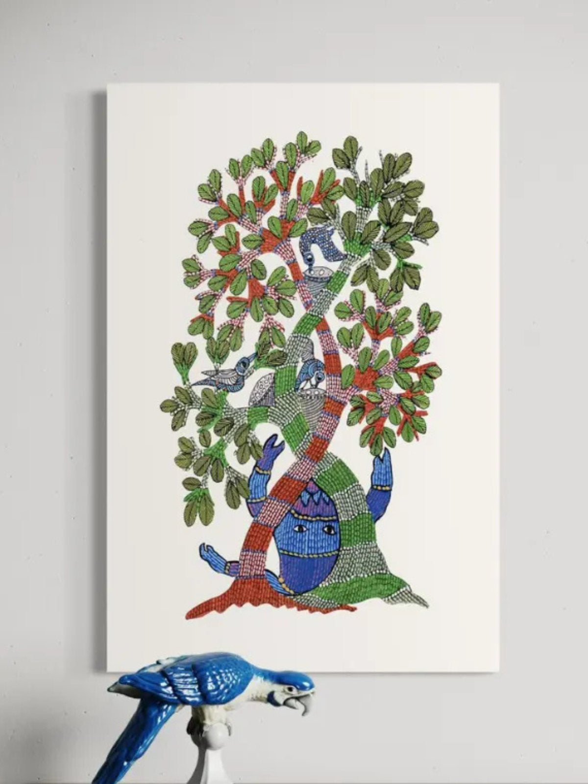 Bird Gond Art Pre-Drawn Canvas Kit