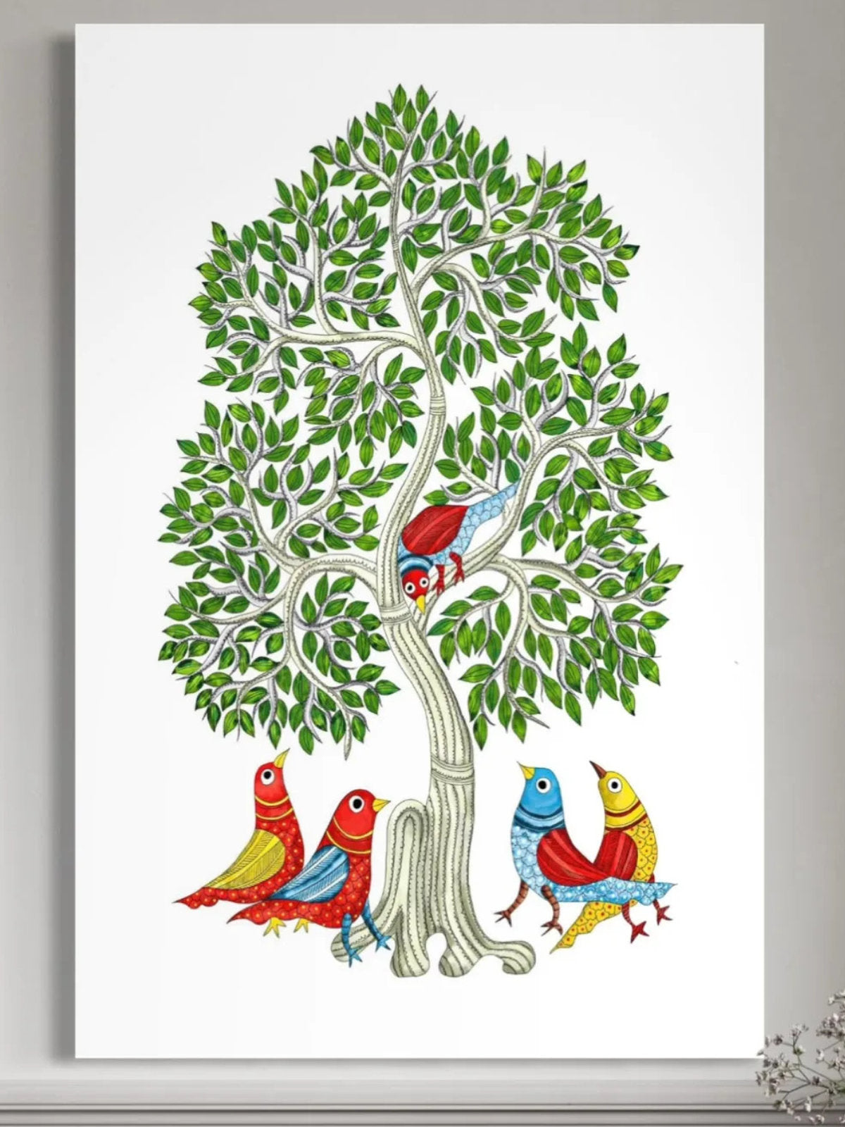 Birds Under the Tree Gond Canvas Kit