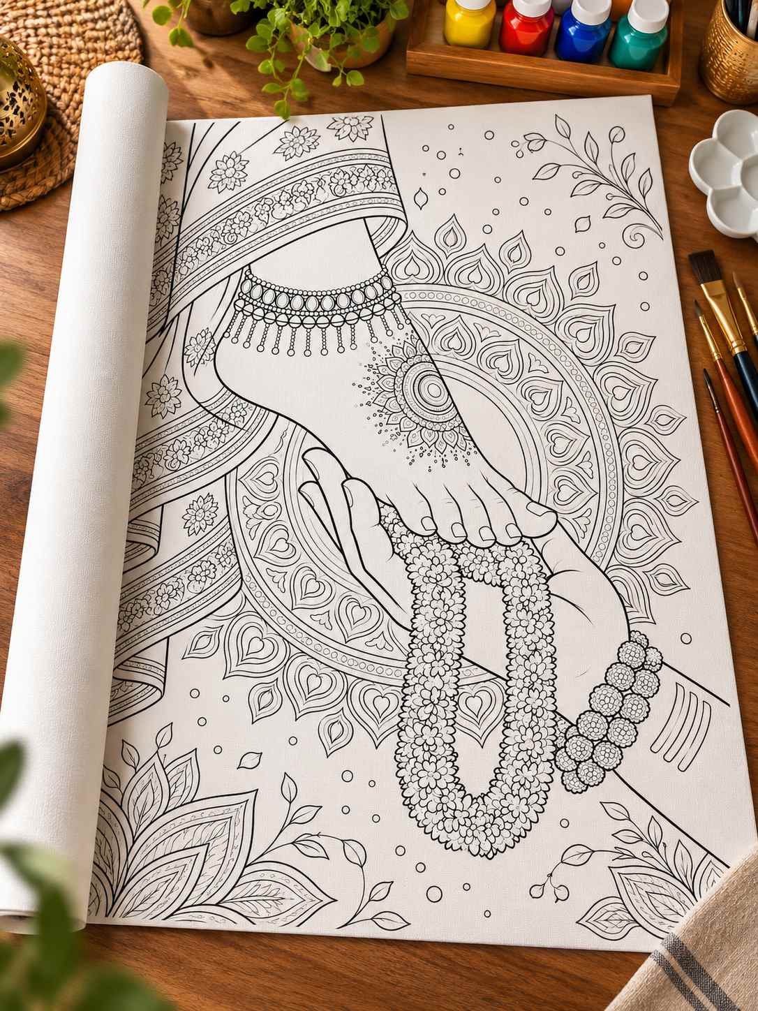 Shiv Parvati Charan Paduka Indian Ethnic Canvas Kit