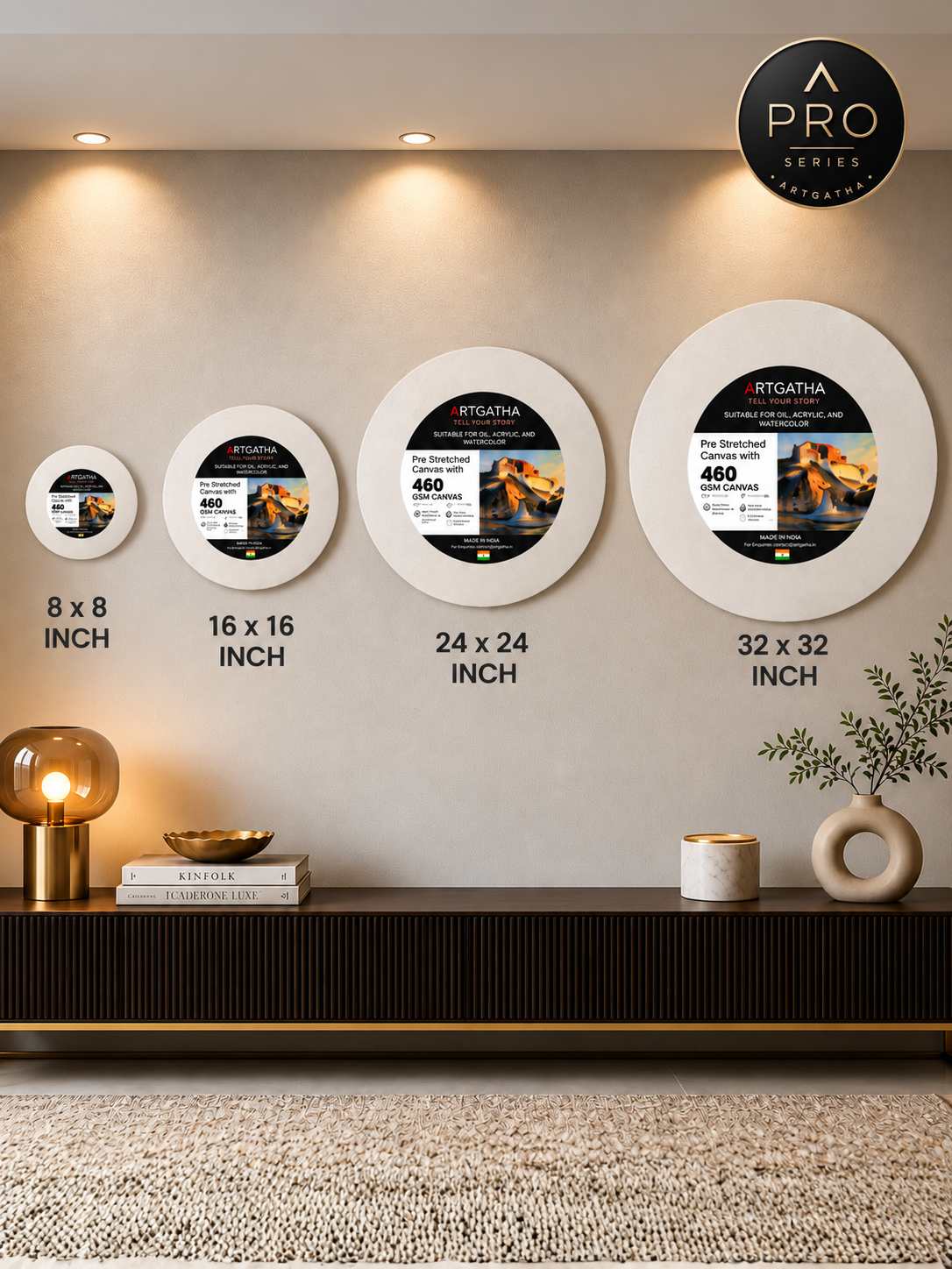 Pro Series Round Professional 460 GSM Pre-Stretched Canvas