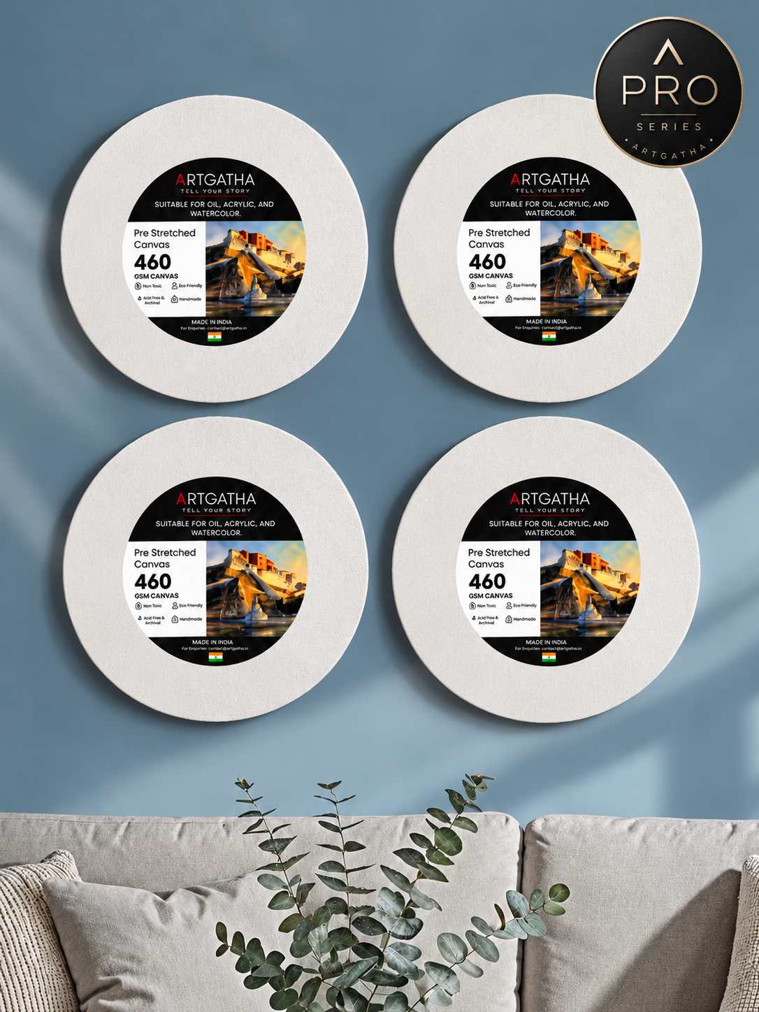 Pro Series Round Professional 460 GSM Pre-Stretched Canvas