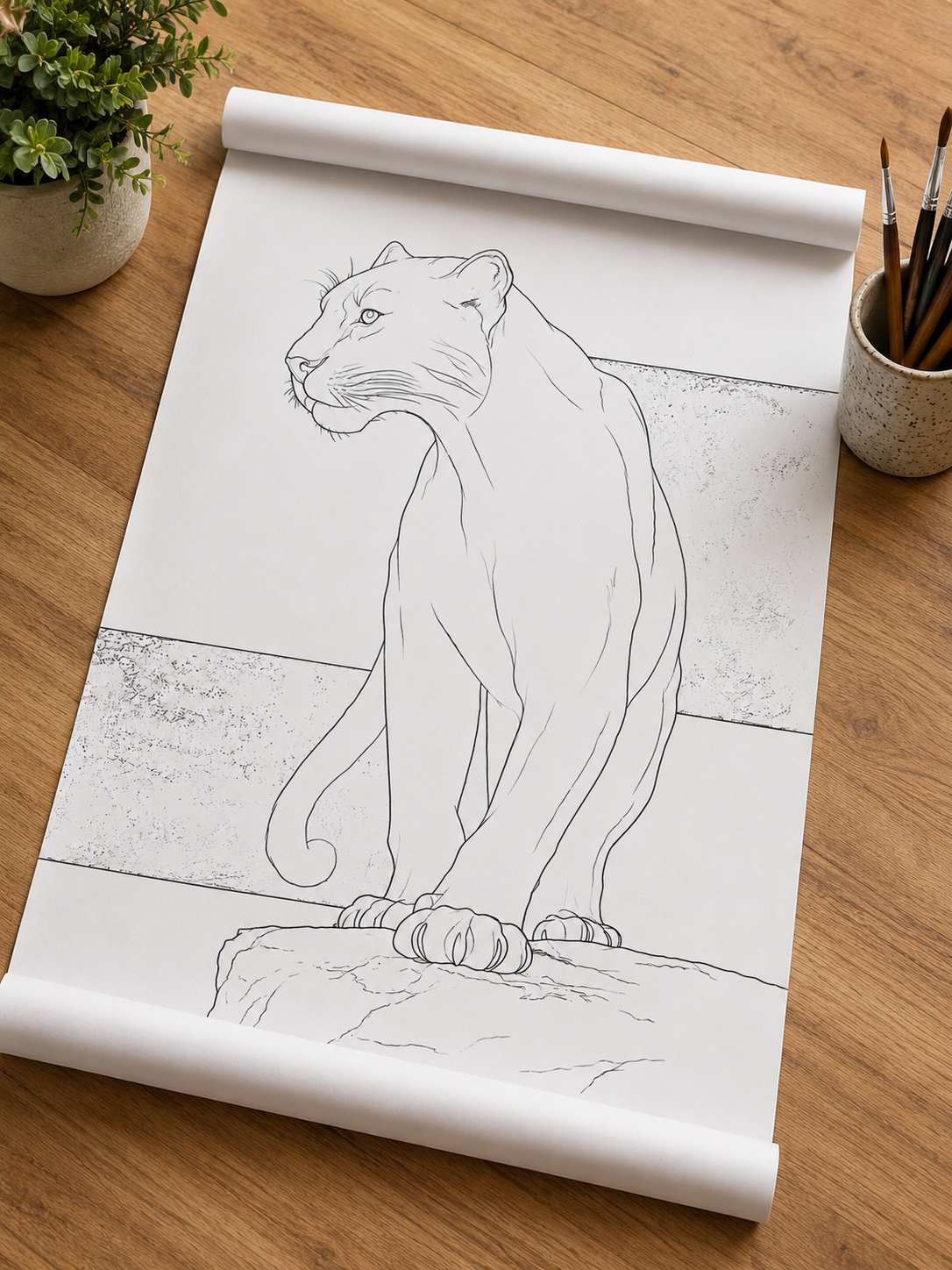 Panther in Black Modern Abstract Canvas Kit